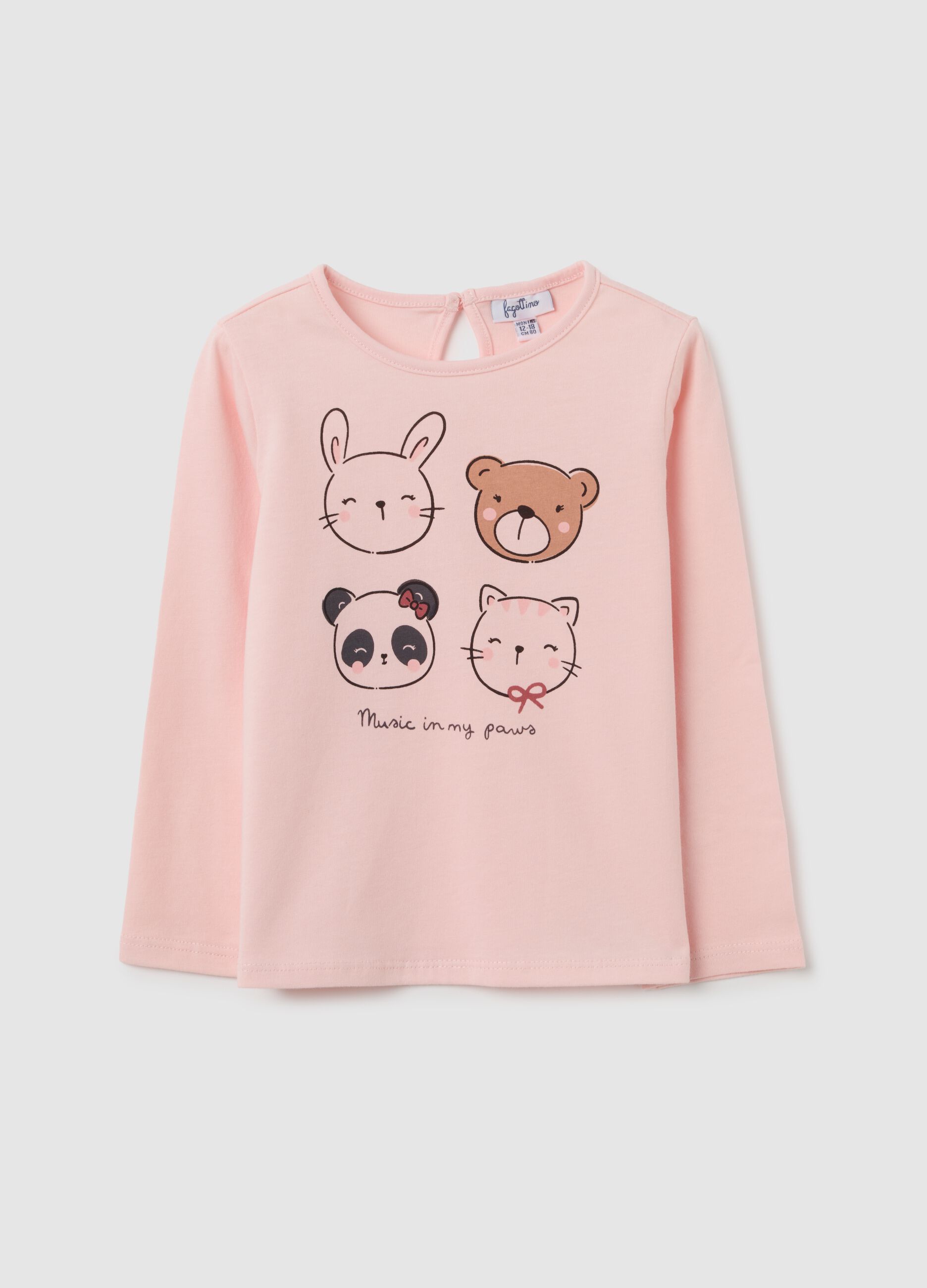 Maglietta da neonata in puro cotone rosa regular fit