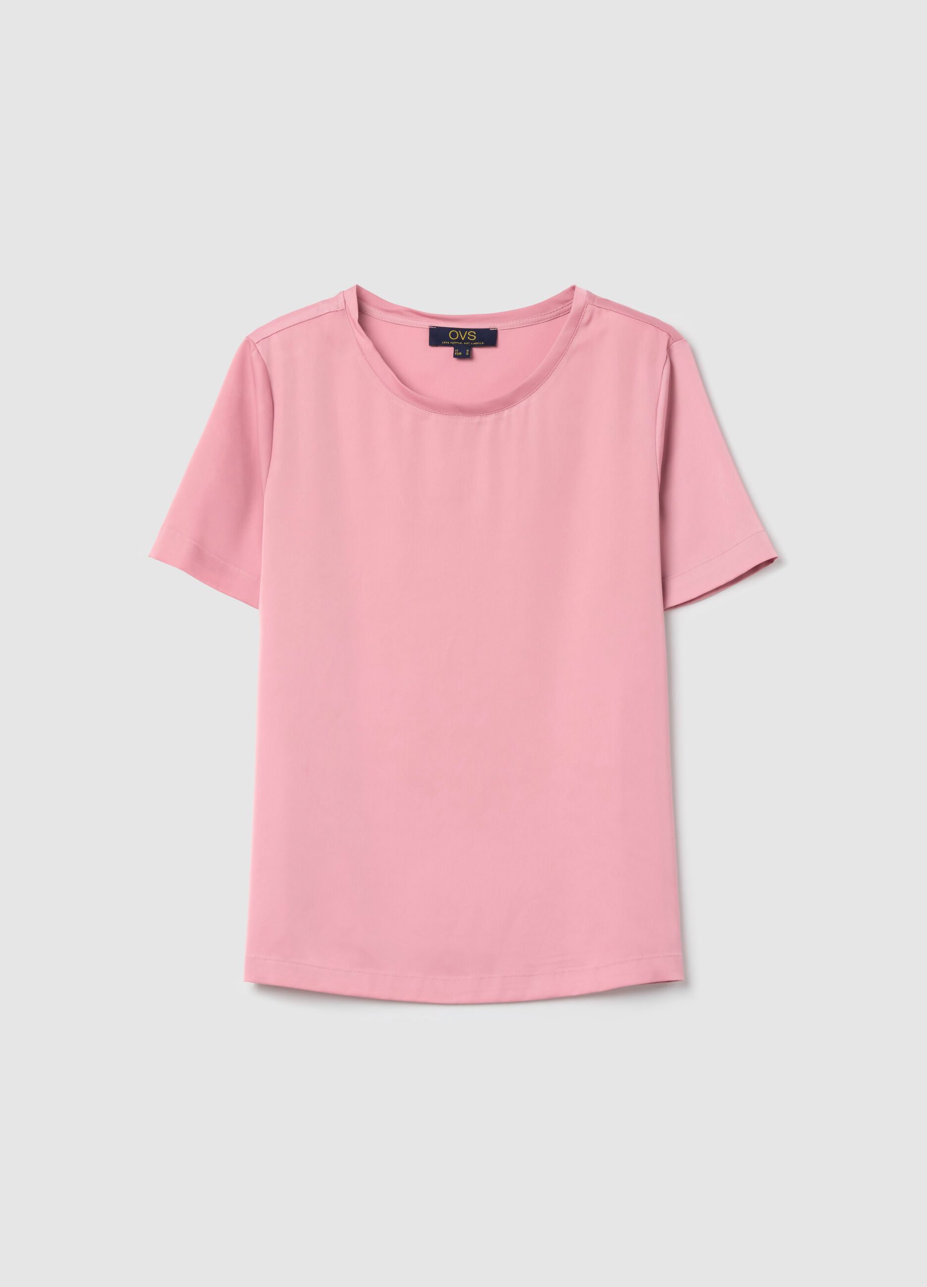 Short-sleeved blouse in satin