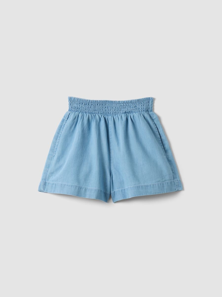 Shorts denim azzurri in puro cotone da ragazza regular fit_0