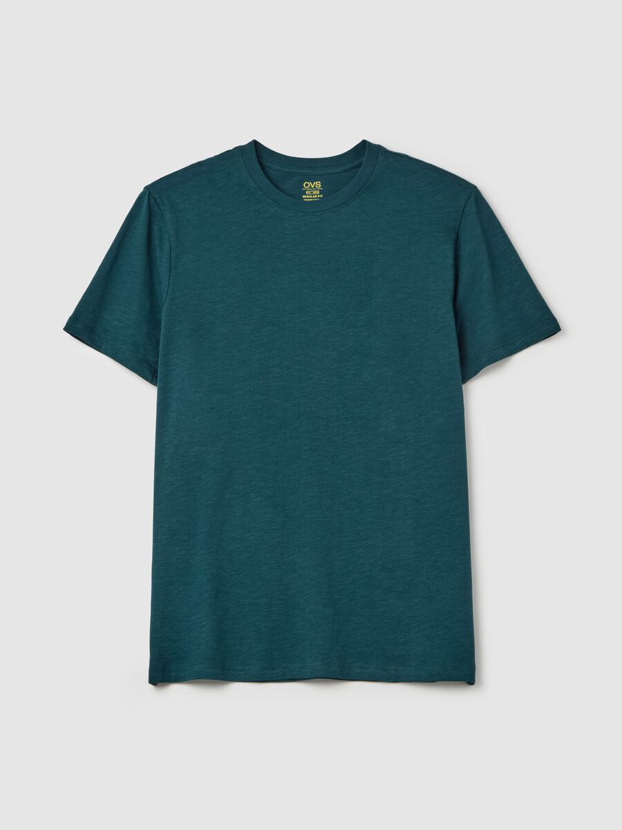 T-shirt in slub cotton with round neck_4