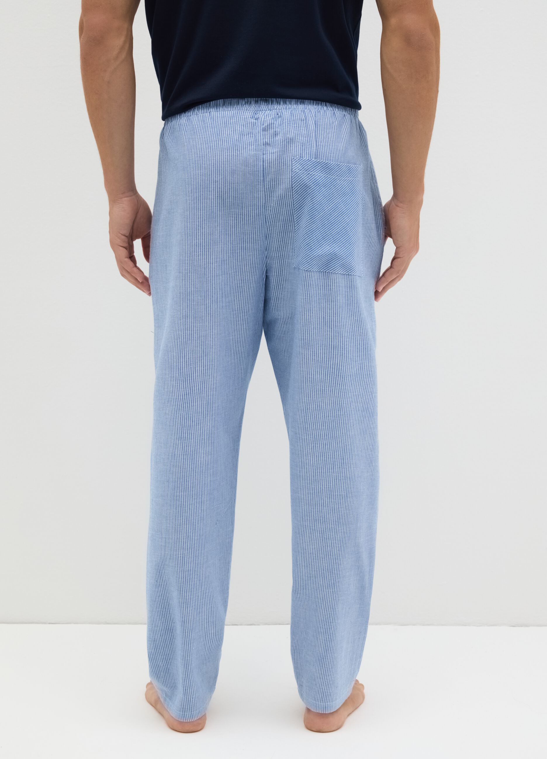 Pantaloni da uomo in puro cotone azzurro regular fit