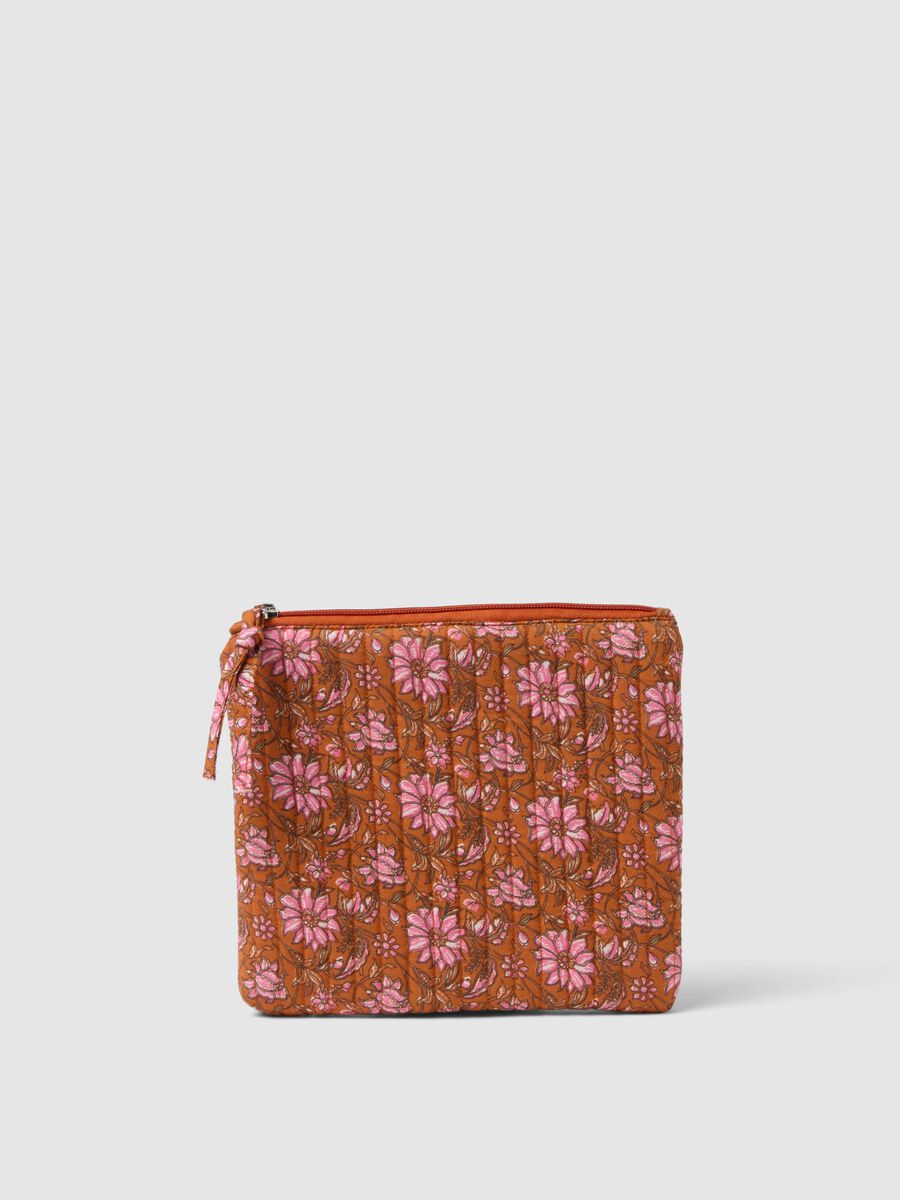 Multicolour pure cotton pouch with floral design_0