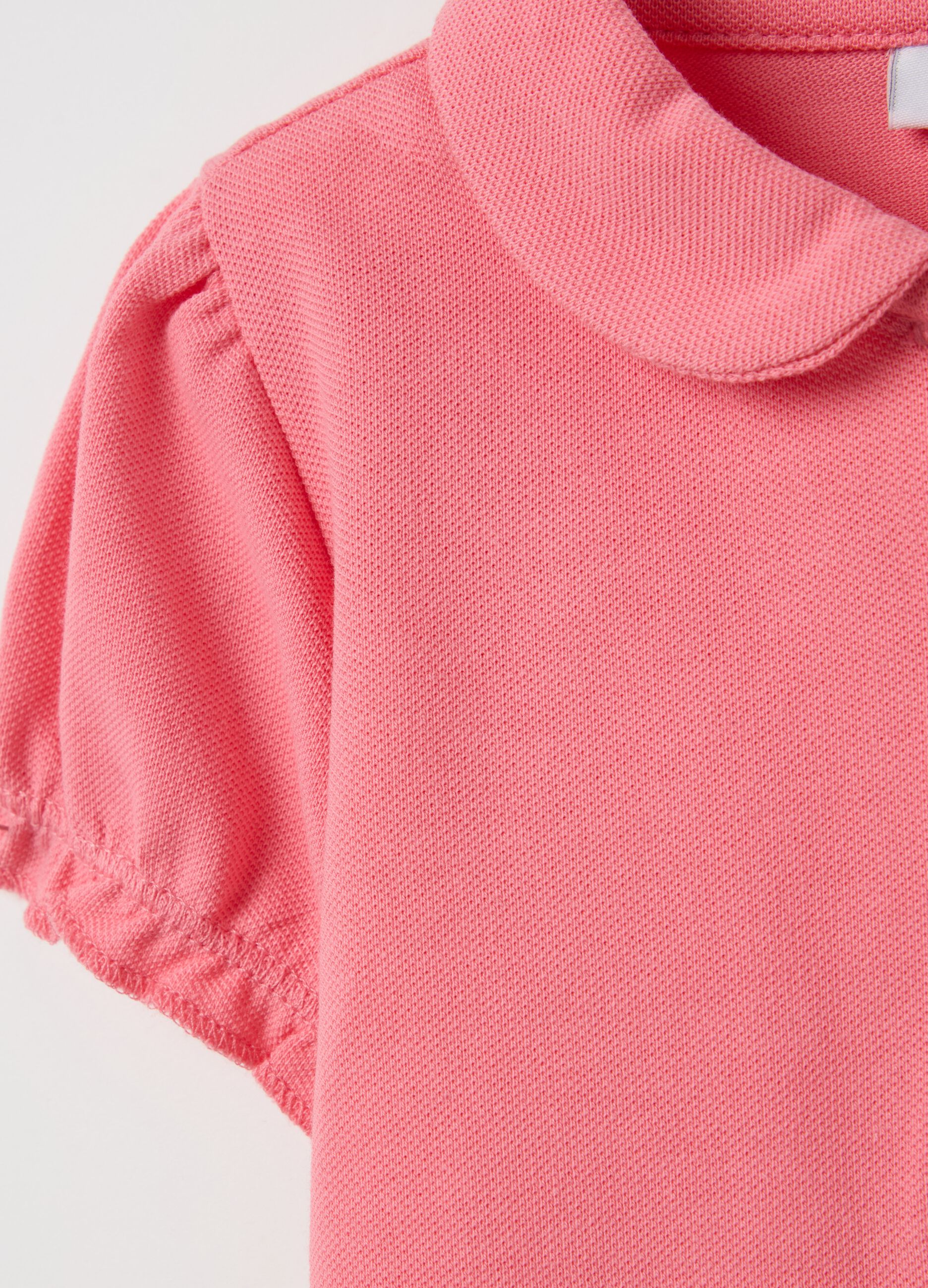 Piquet polo shirt with rounded collar