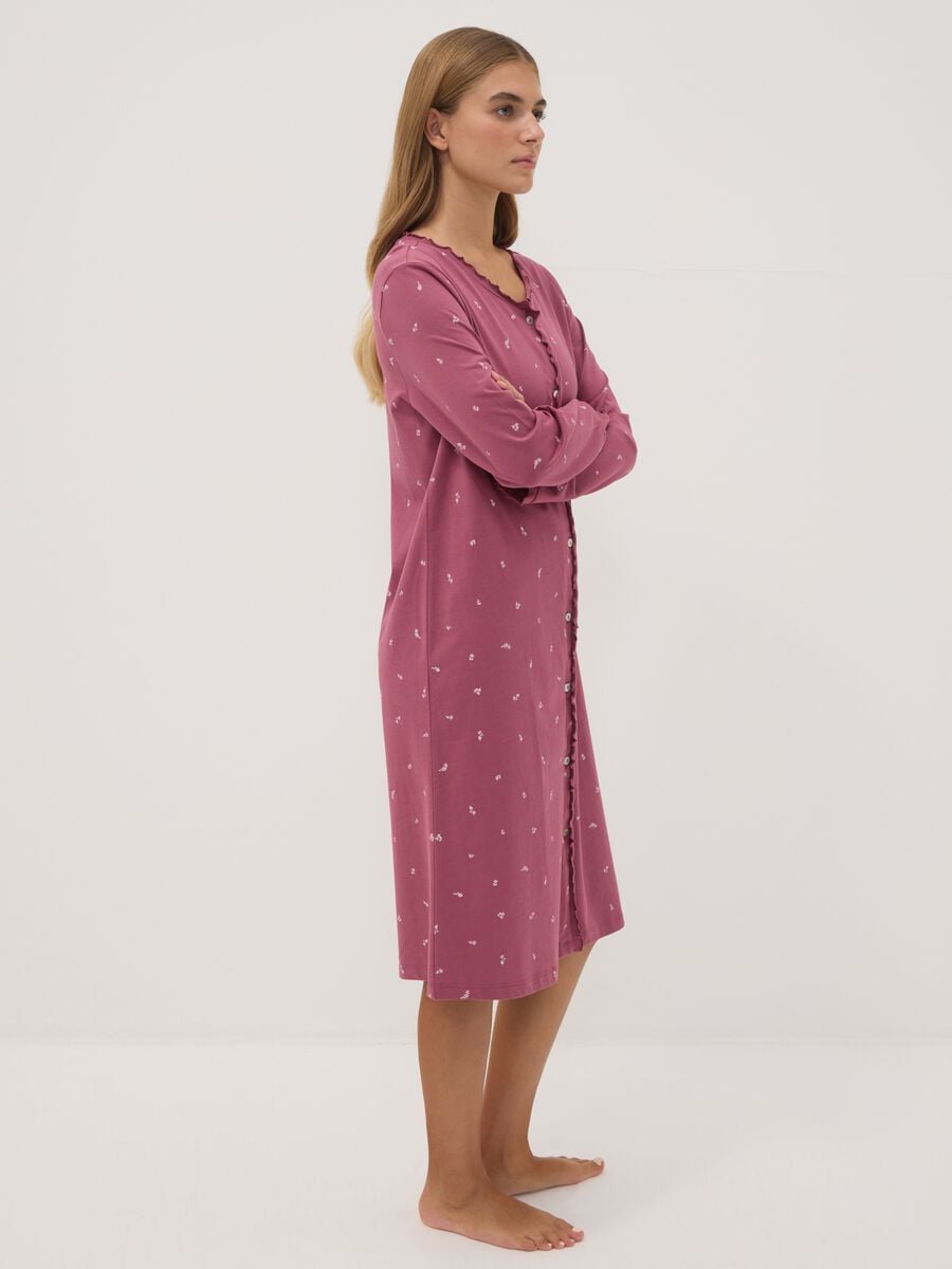 Purple organic cotton nightdress with crew neck_1