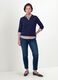 Blue viscose-blend polo-collar jumper with relaxed fit_0