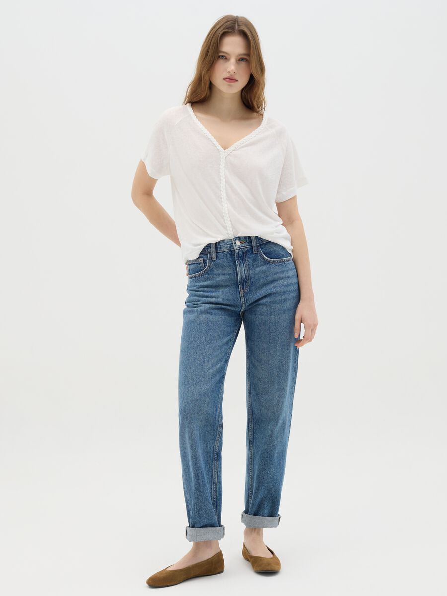 White T-shirt in viscose and polyester blend_1