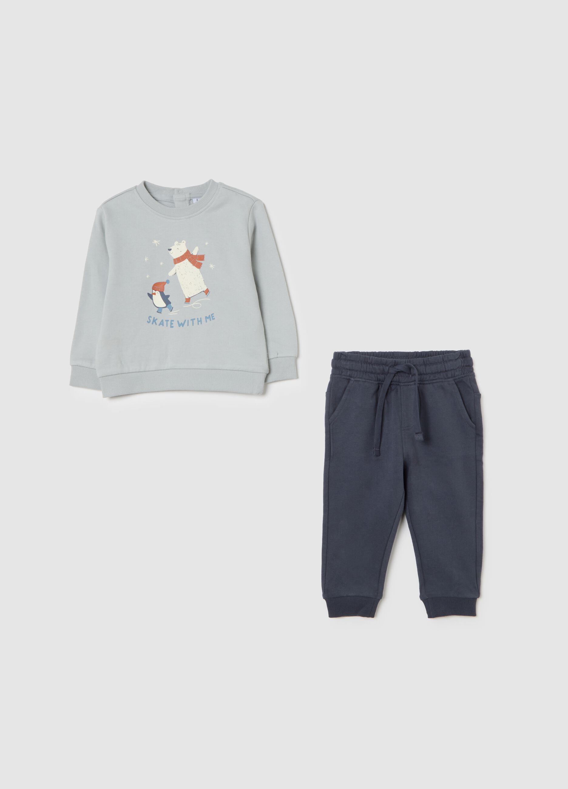 Multicolor baby sweatshirt and trousers set in pure cotton regular fit