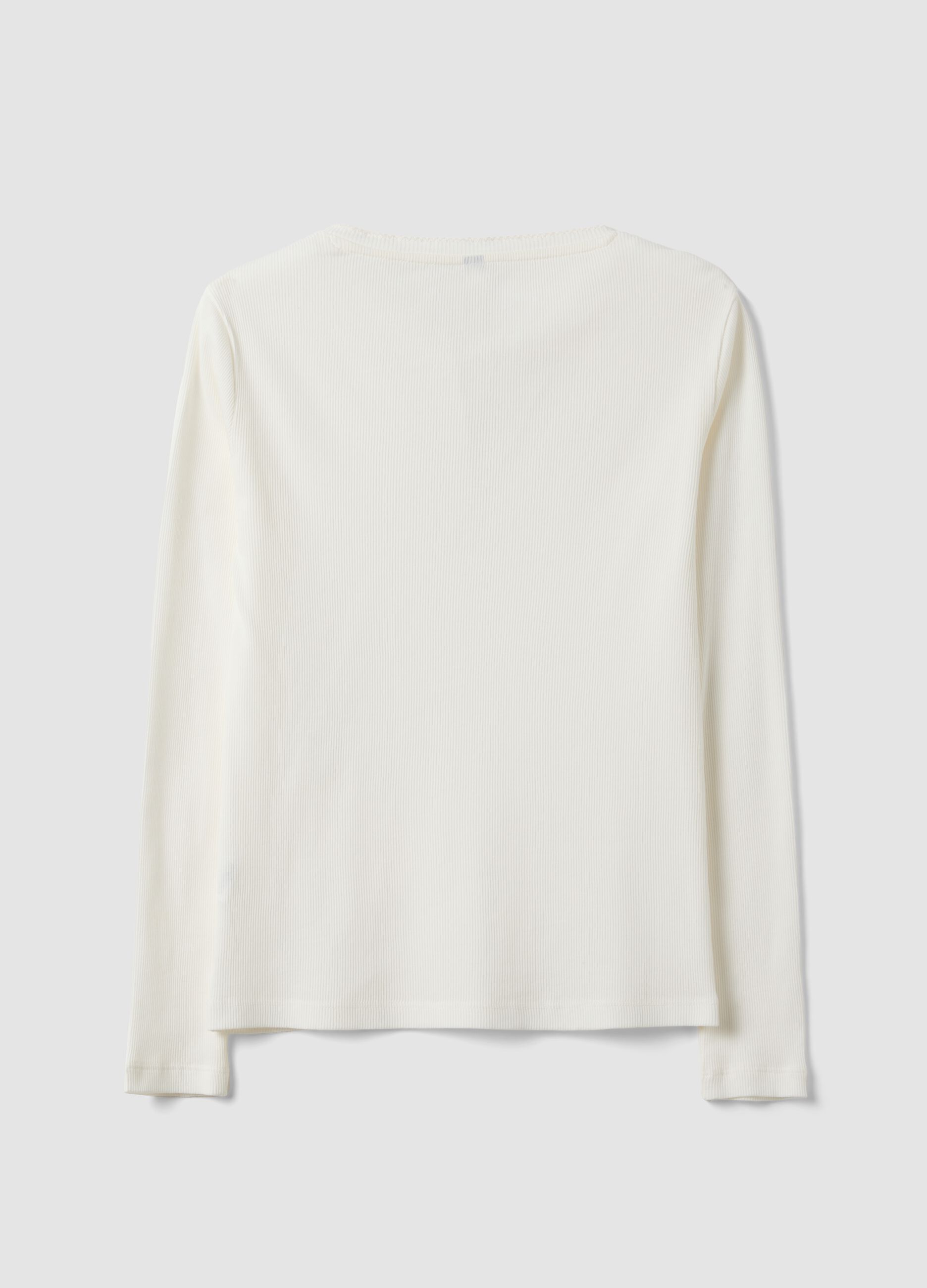 White organic cotton pyjama top with grandad collar
