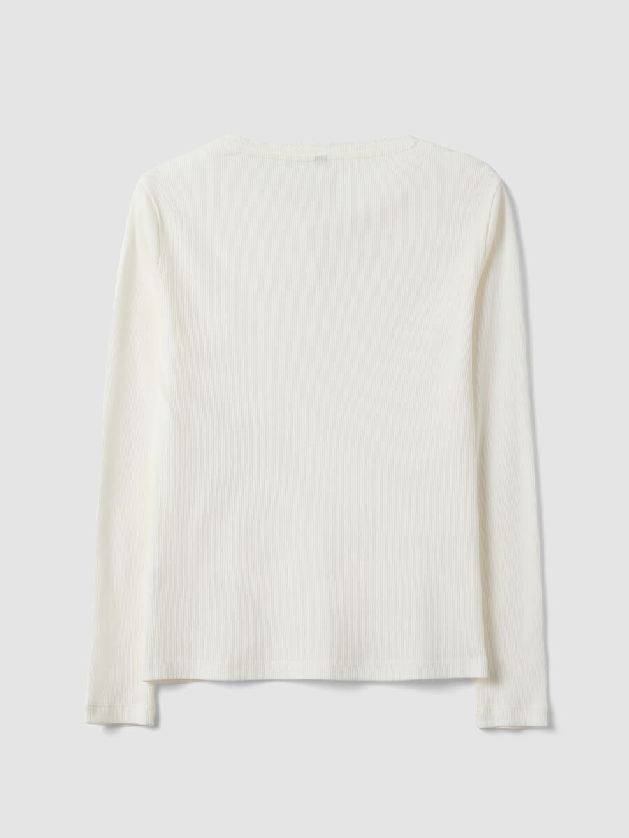 White organic cotton pyjama top with grandad collar_6