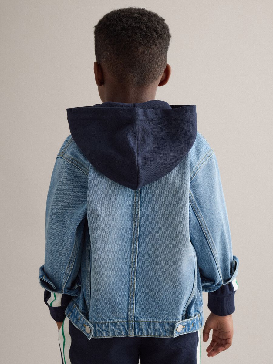 Child's regular fit blue denim pure cotton jacket_2