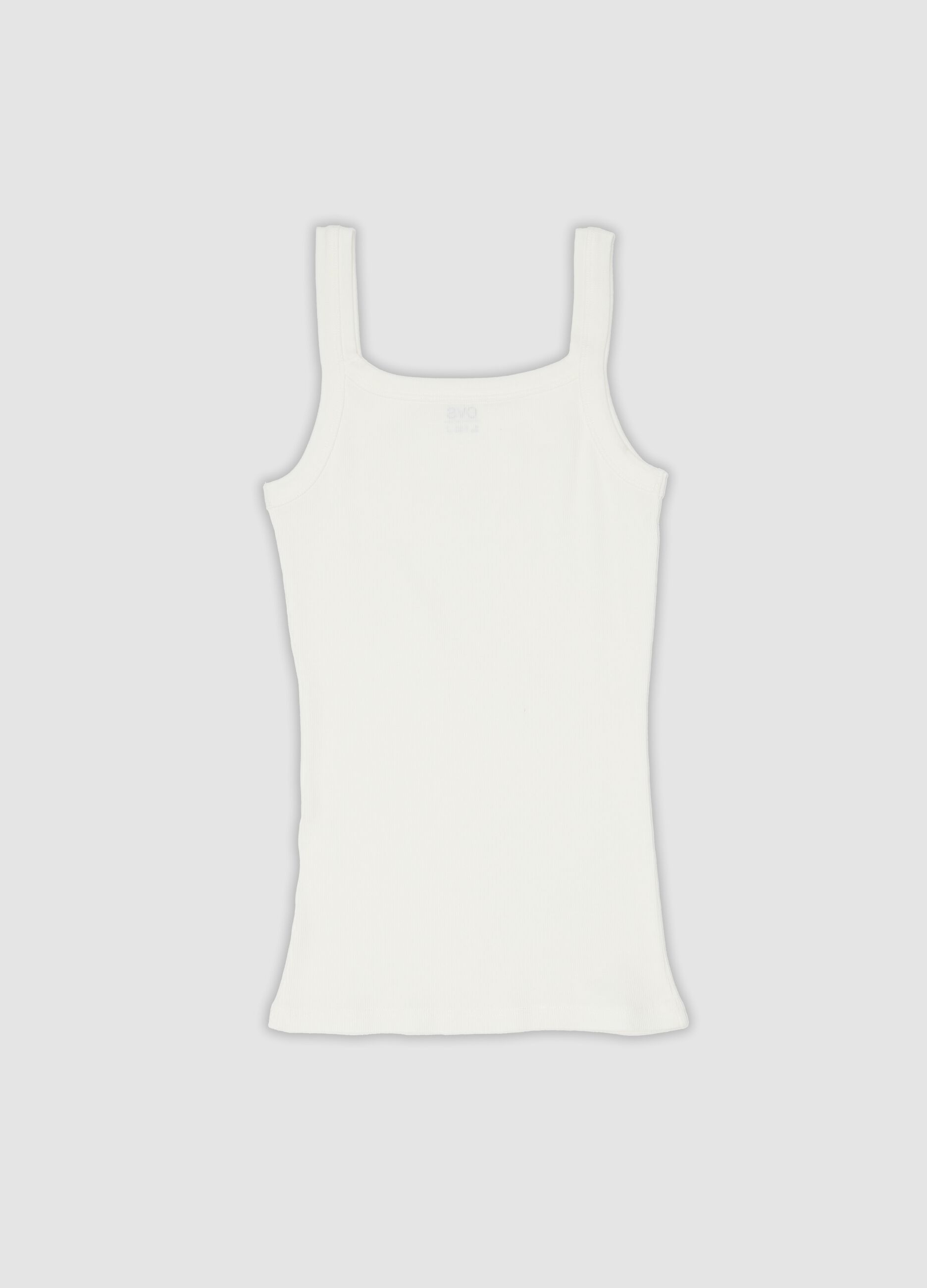 White crew-neck vest top in pure organic cotton