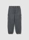 Boys' Grey Denim Cargo Joggers in Pure Cotton Relaxed Fit_1