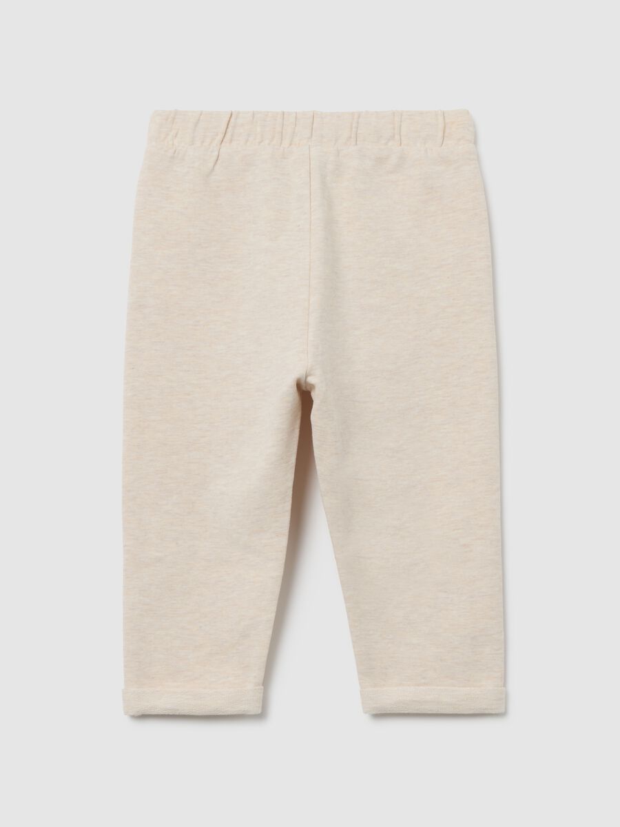 Beige cotton toddler girls' trousers with regular fit_1