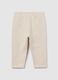Beige cotton toddler girls' trousers with regular fit_1