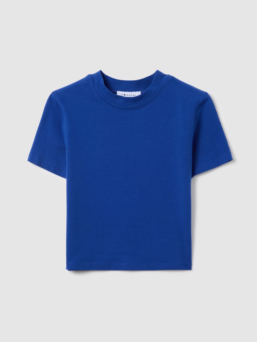 Stretch cotton T-shirt with mock neck_4