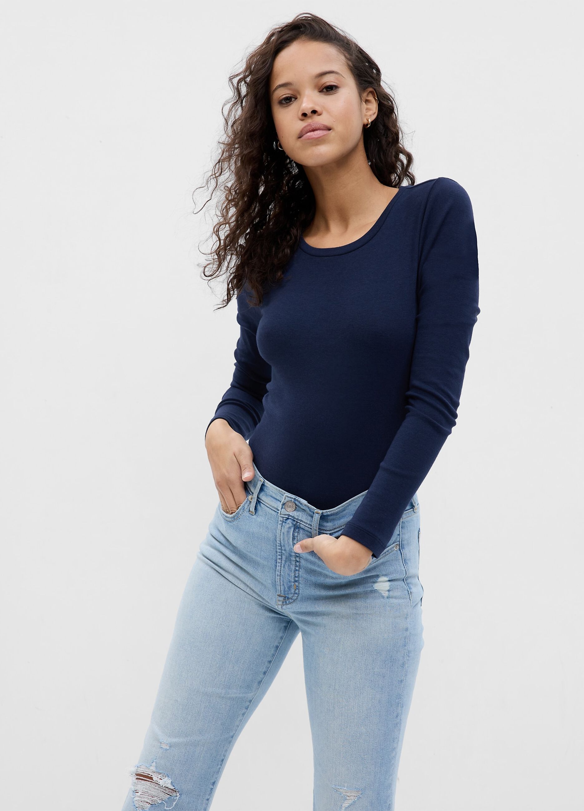 Long-sleeved T-shirt in cotton and modal