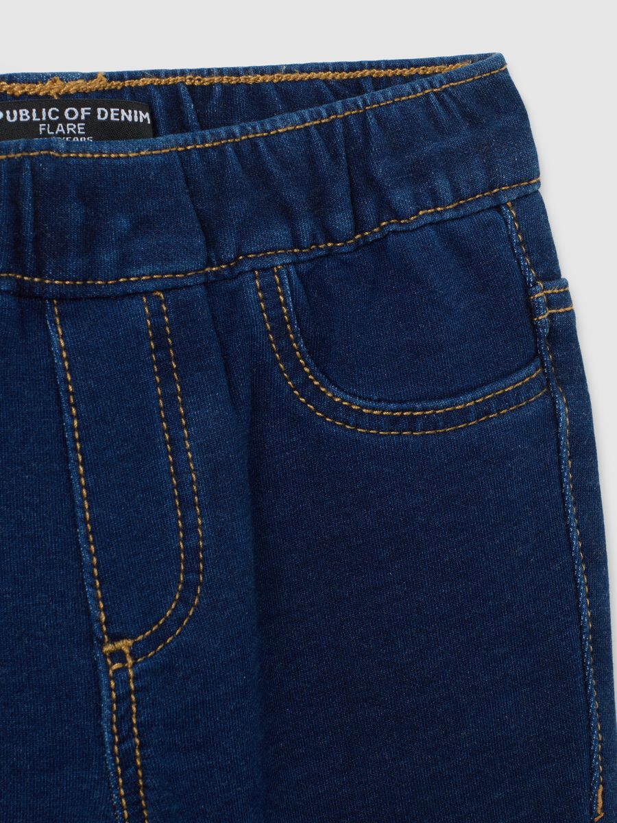 Jeggings da bambina in cotone blu flare_2