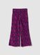 Purple flared ribbed stretch-cotton trousers with floral print_0