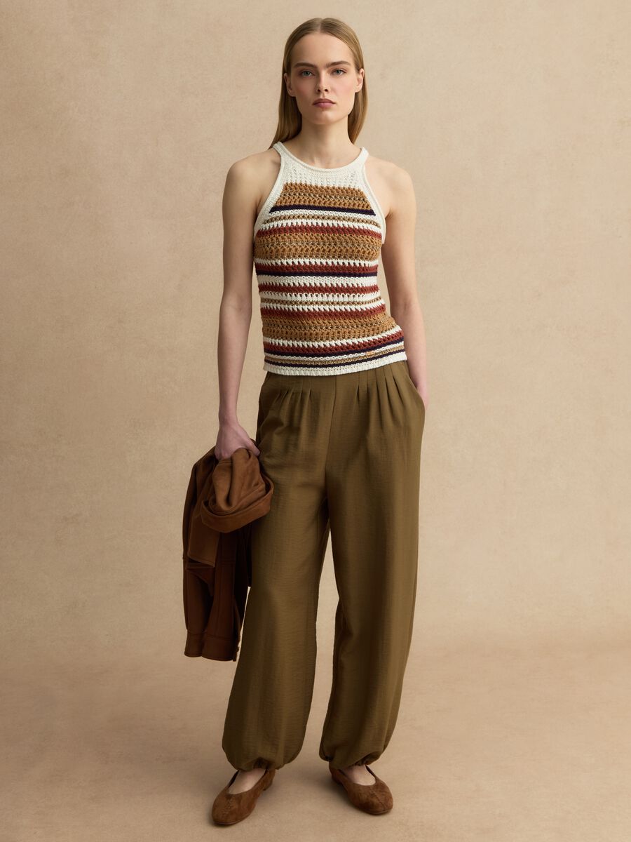 Pantaloni verdi in misto viscosa_0