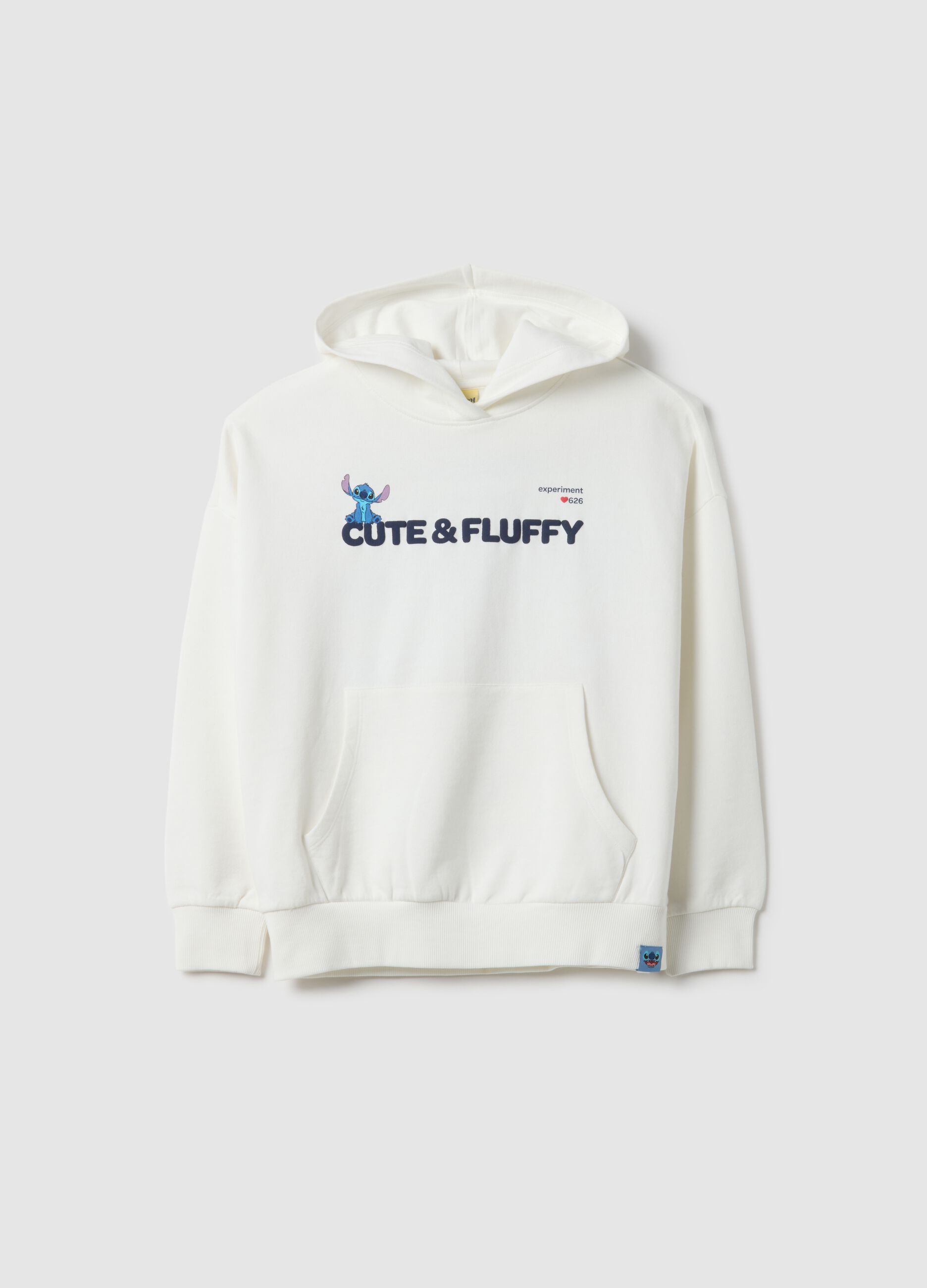 Girls' white hoodie in pure cotton, regular fit