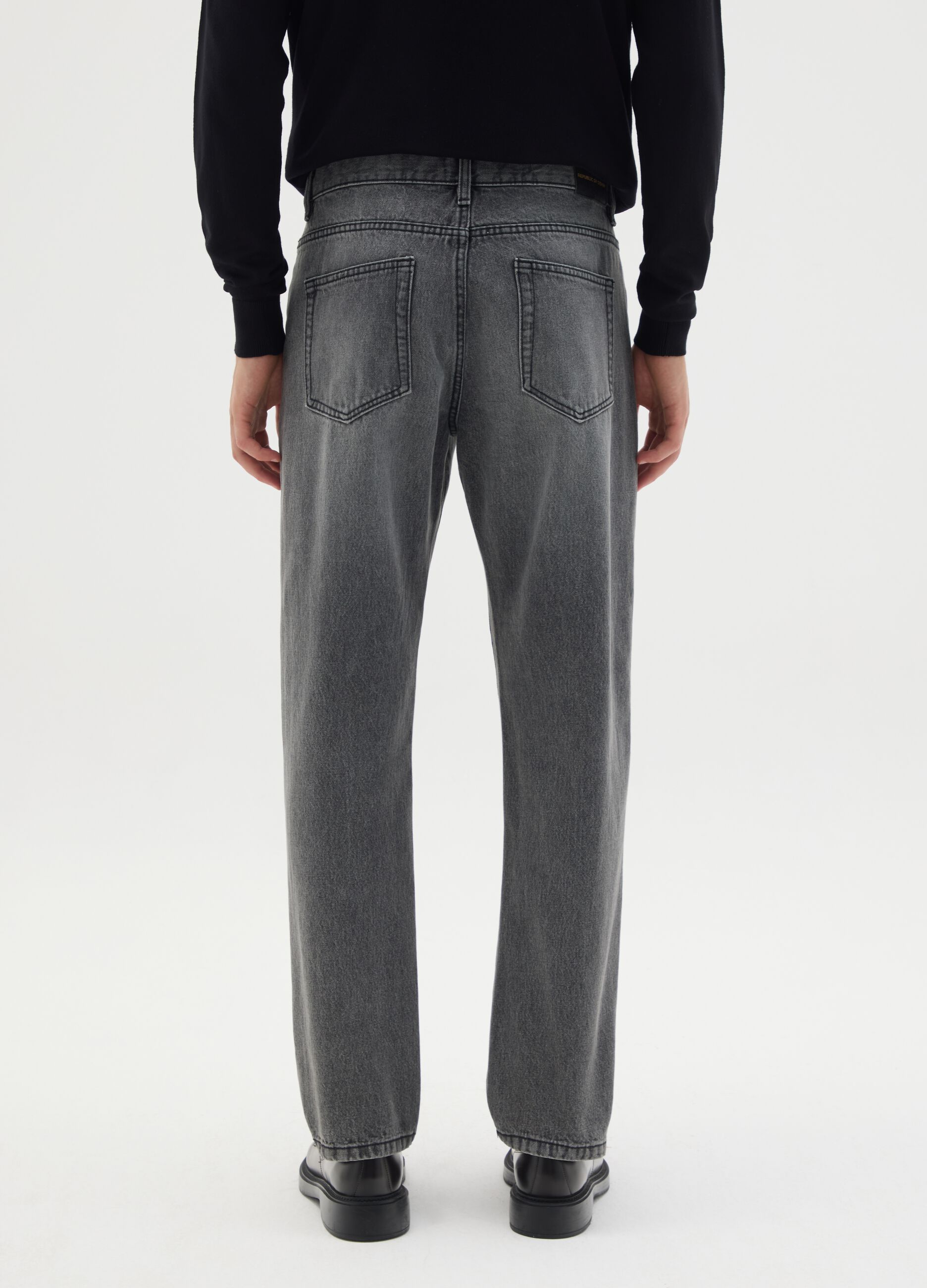 Grey pure cotton regular fit jeans