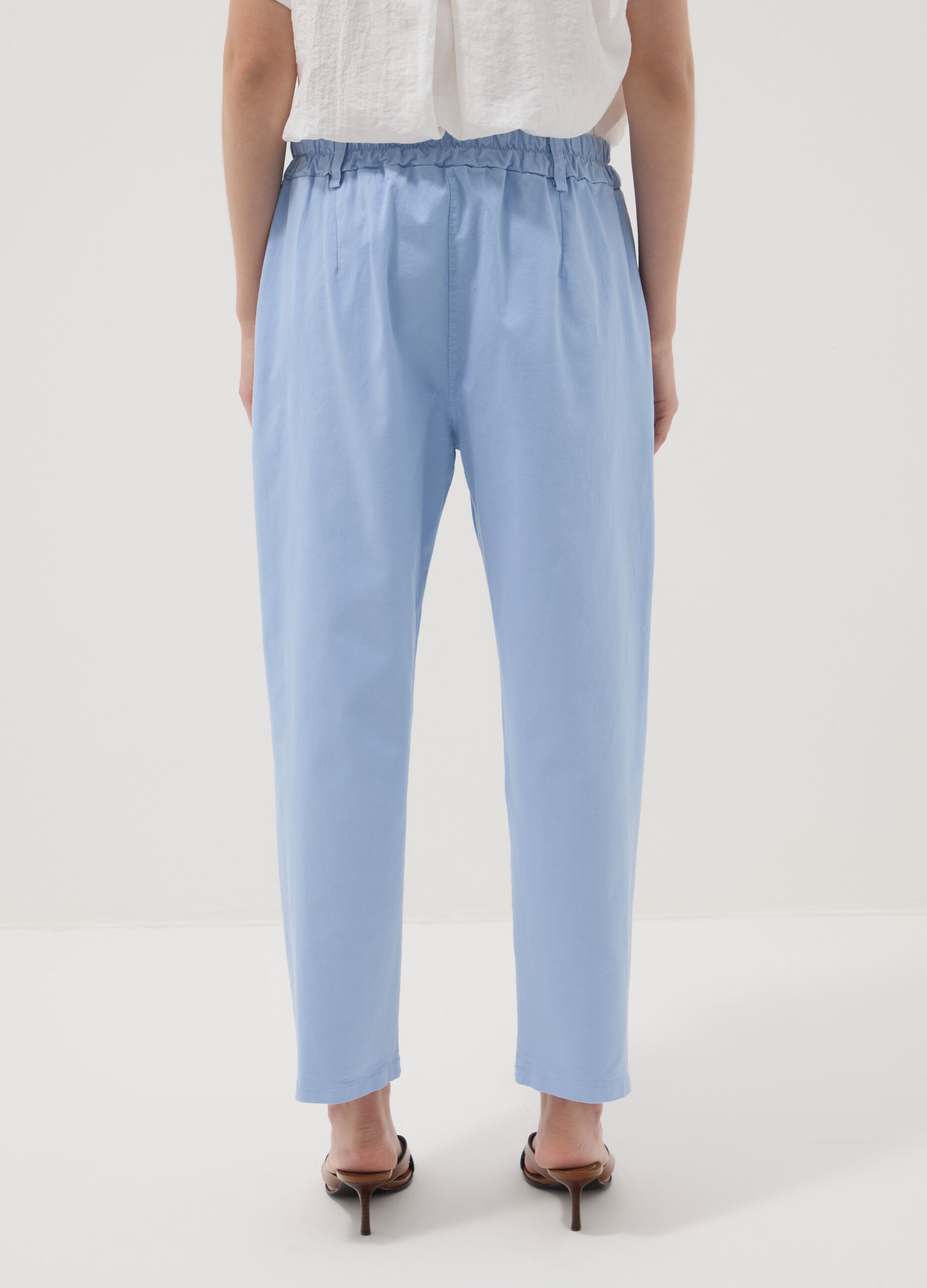 Light blue regular-fit stretch cotton trousers
