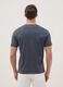 Blue pure cotton regular fit V-neck T-shirt_1