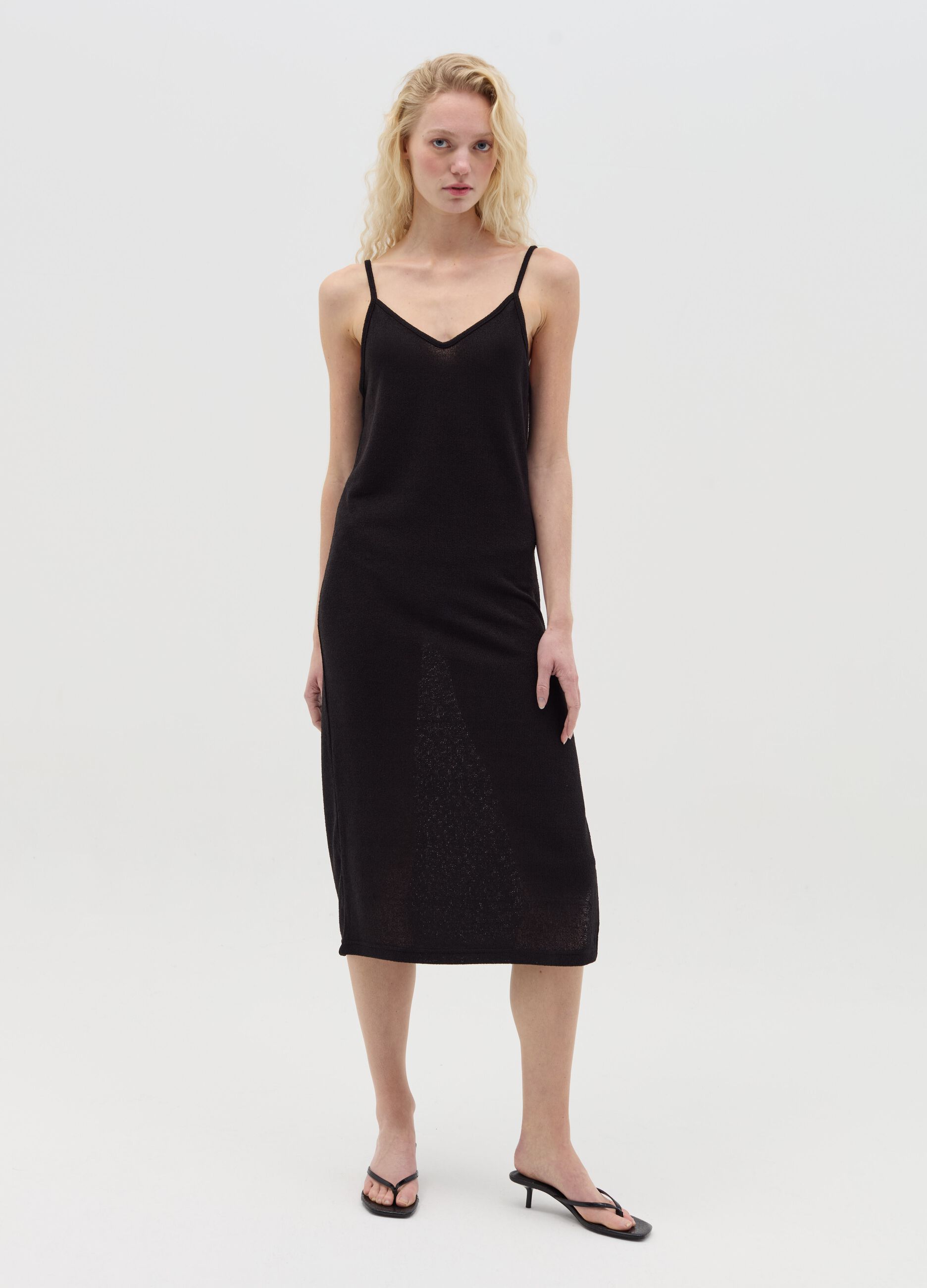 Black midi dress with spaghetti straps
