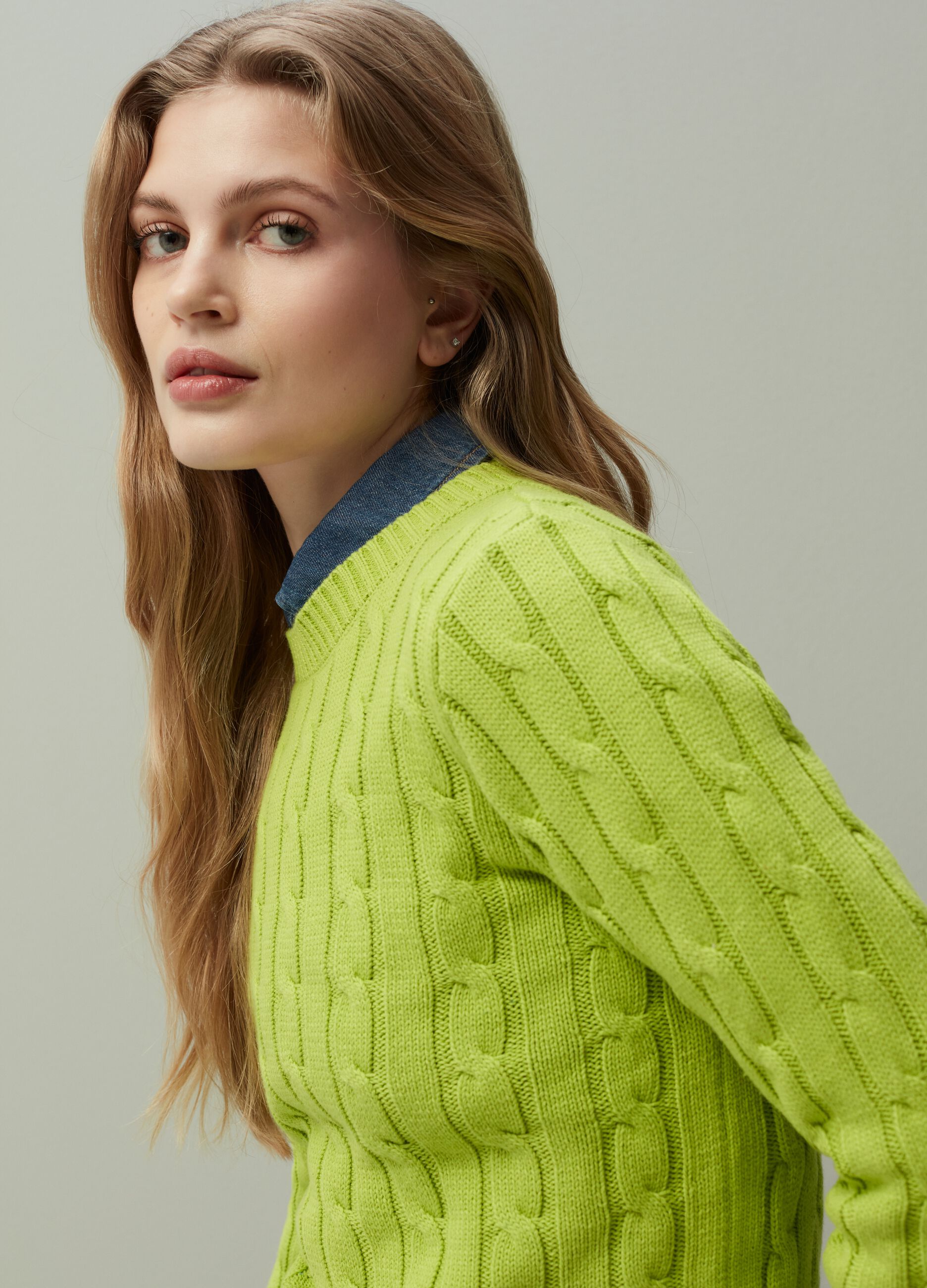 Ovs Pullover in cotone con lavorazione a treccia