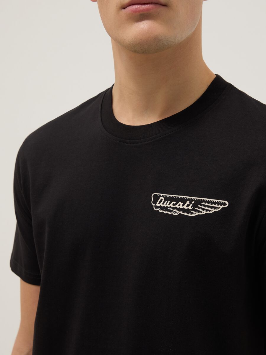 T-shirt in puro cotone nero regular fit con stampa Ducati_3