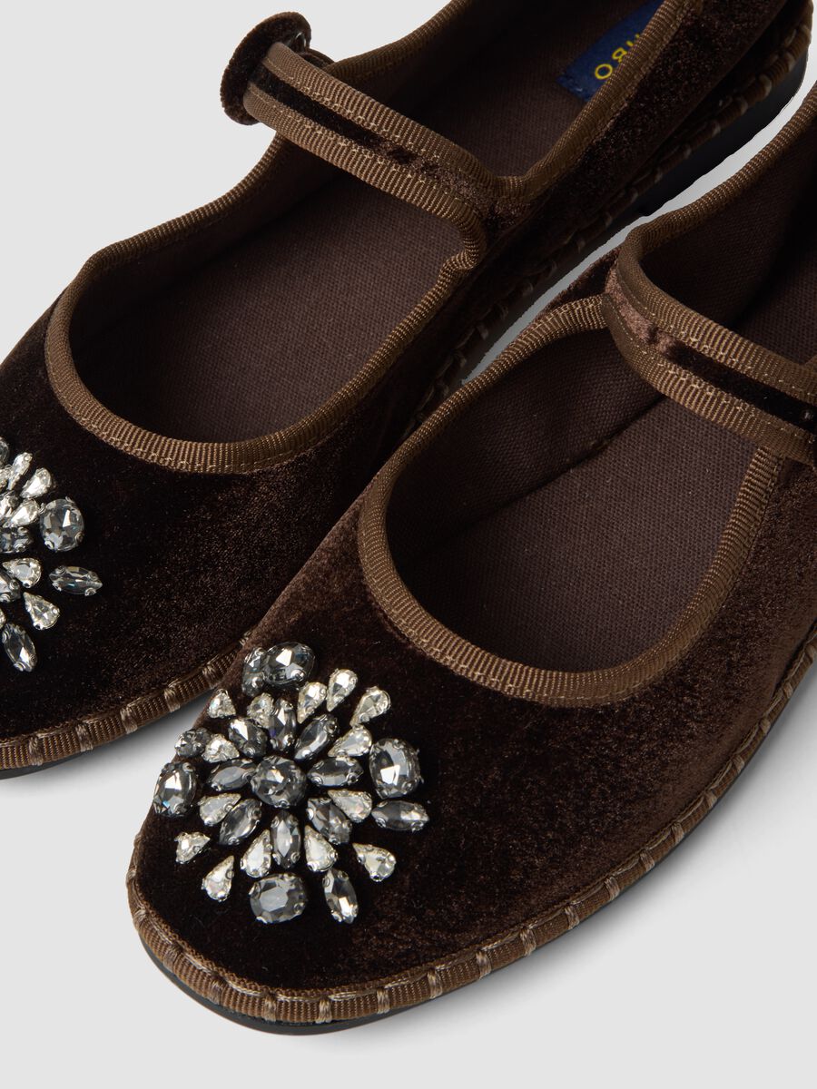 Brown friulane flats with strap and rhinestones_1