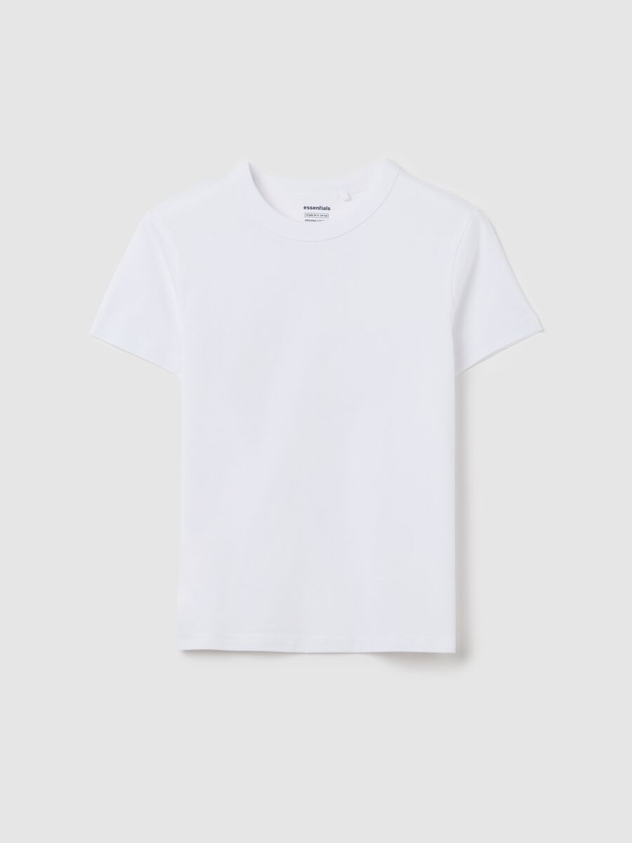 T-shirt da ragazza in puro cotone bianco regular fit e scollo rotondo_3