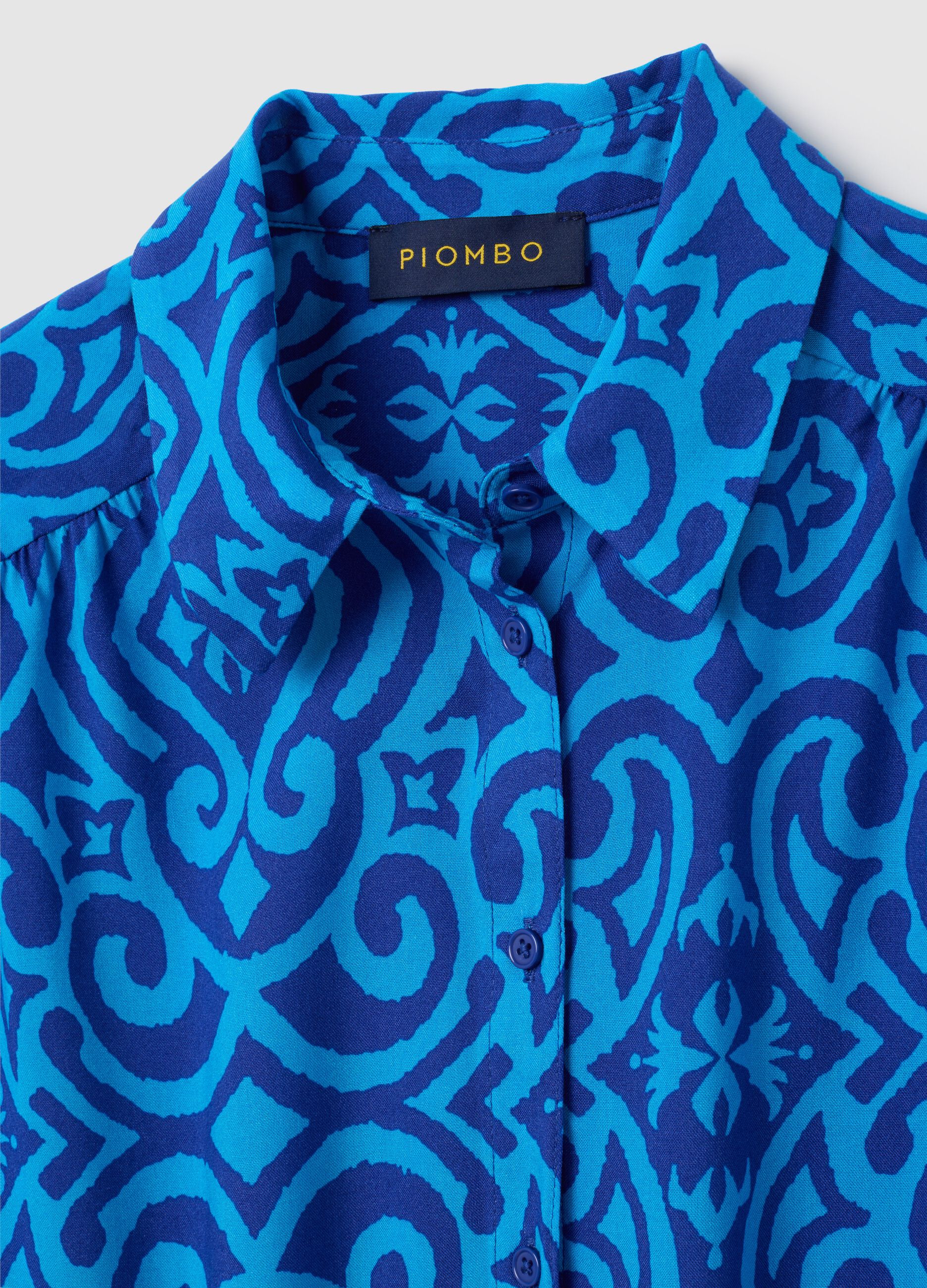 Camicia corta da donna in puro viscosa multicolor regular fit