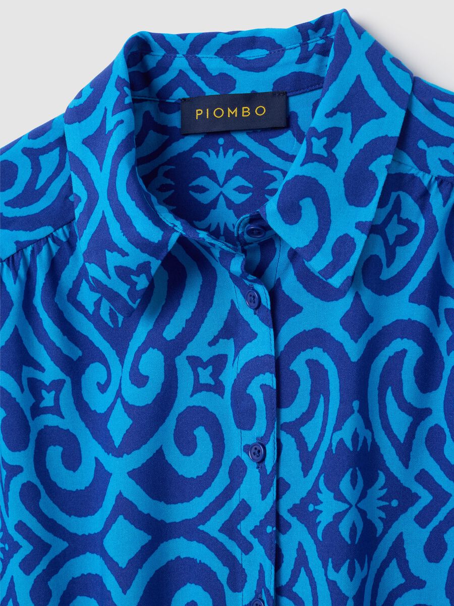 Women's short shirt in pure multicolour viscose regular fit_5