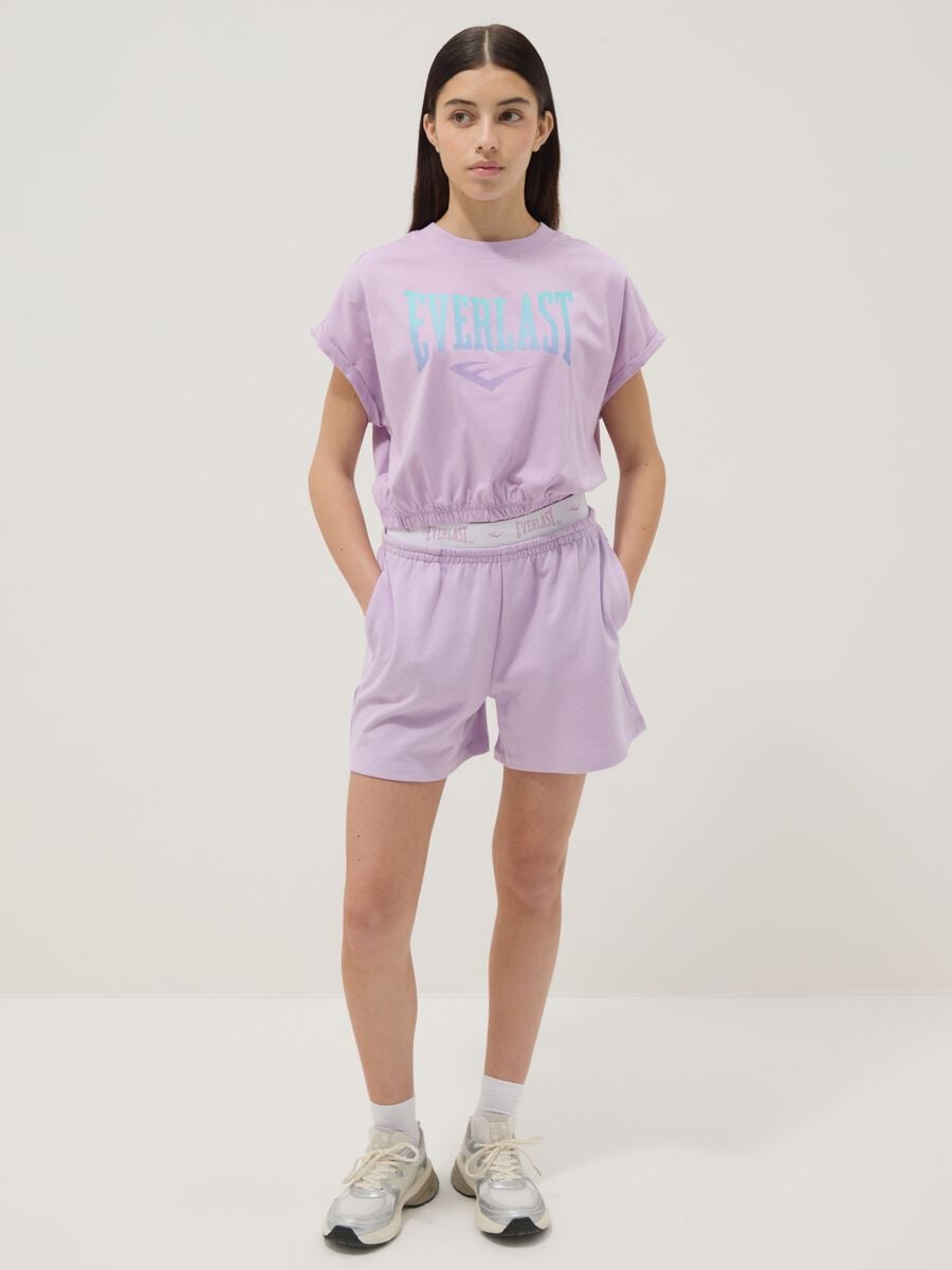 Completo viola in puro cotone con t-shirt e shorts_0