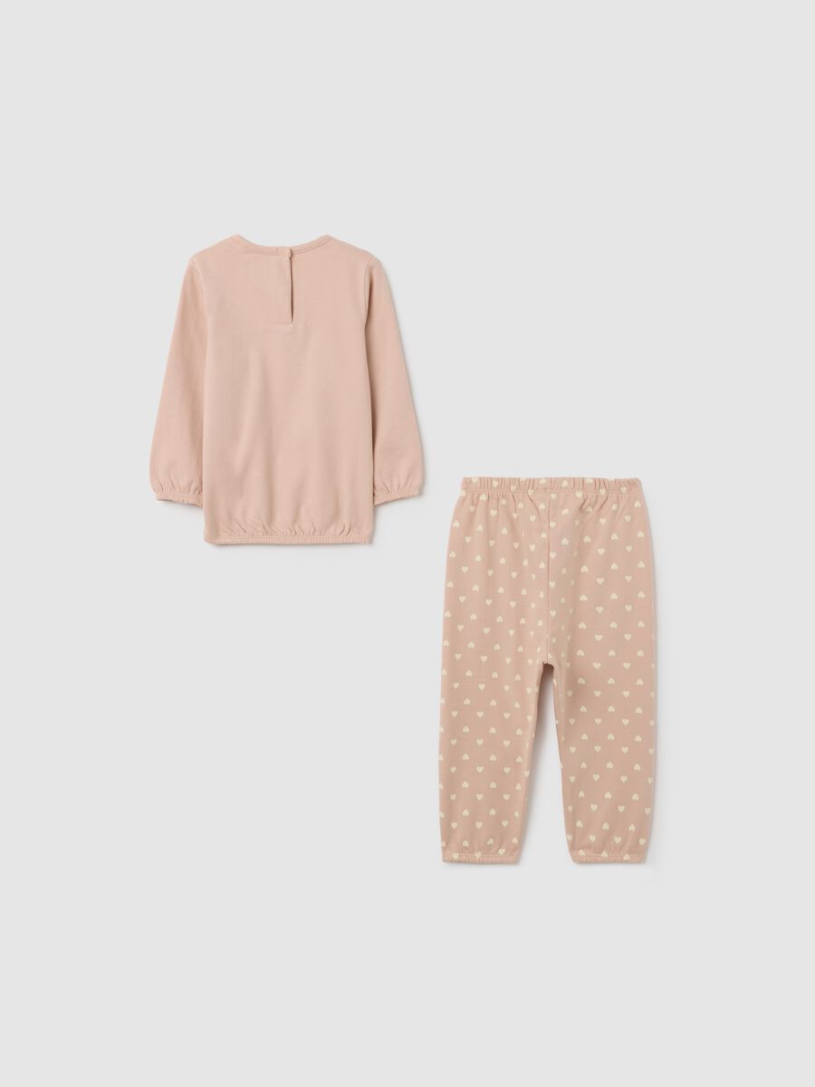 Pigiama da neonata in puro cotone beige con stampa_1