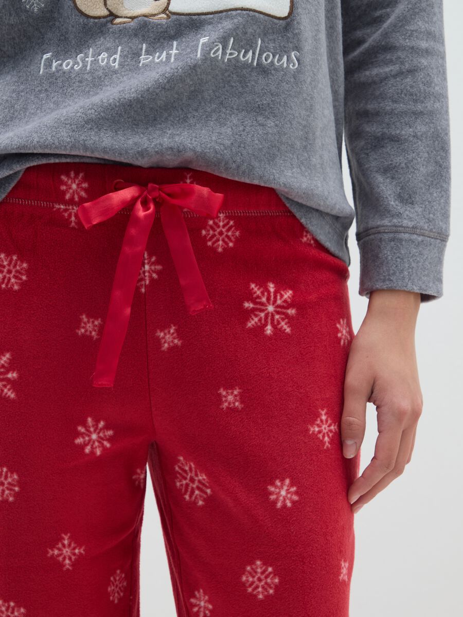 Grey and red regular fit pyjama_3