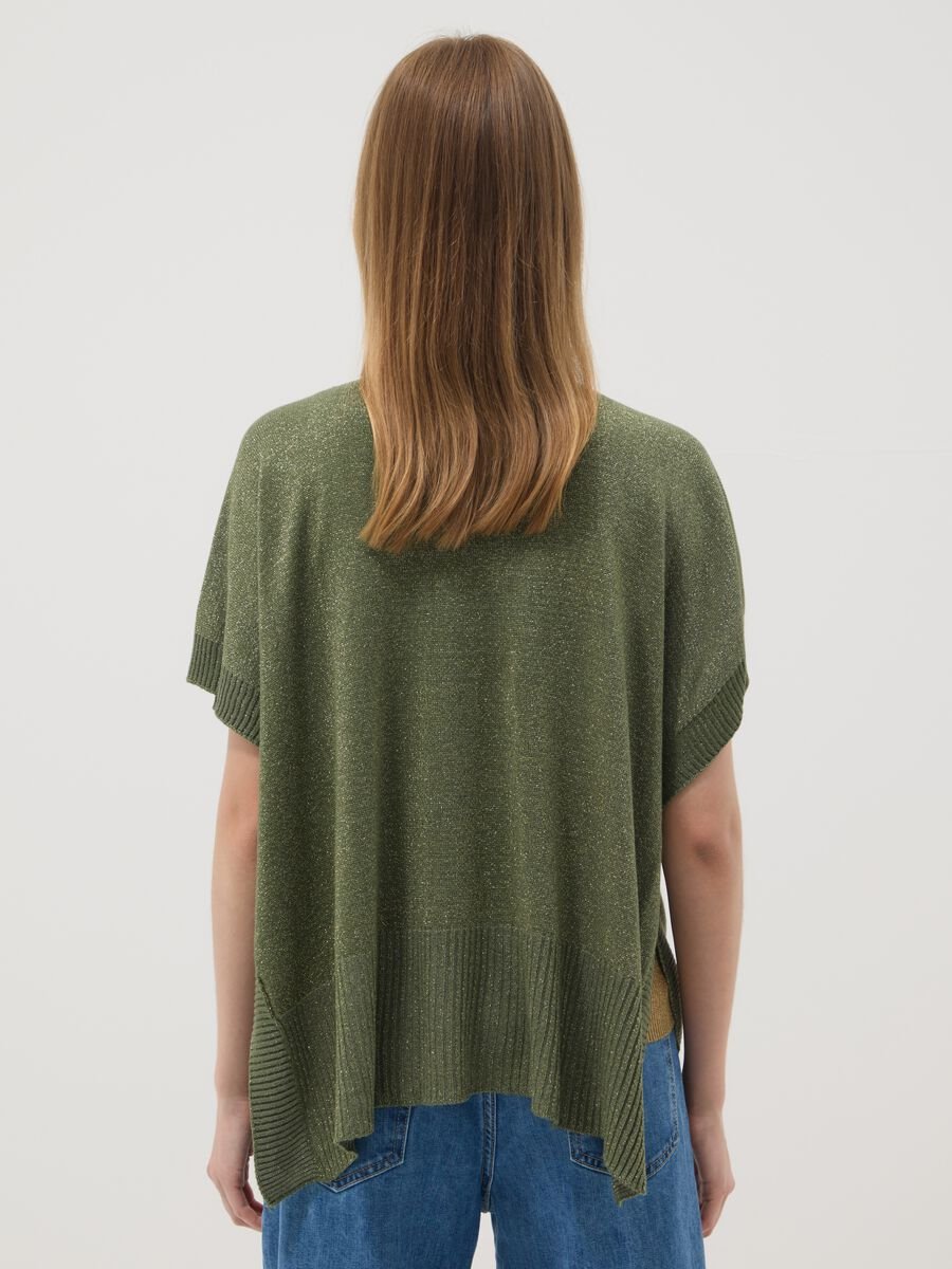 Green modal-blend V-neck top_3