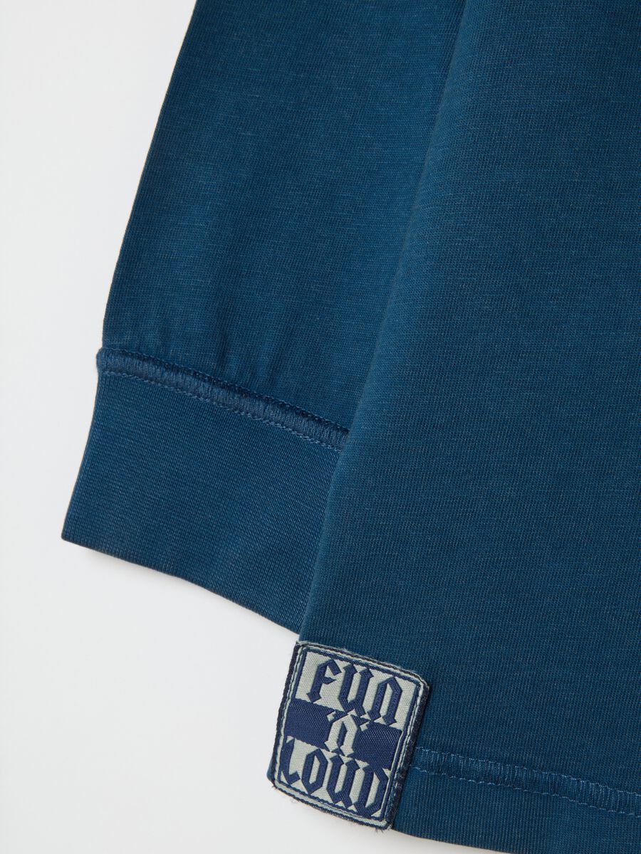 Children's blue long sleeve cotton T-shirt with oversize fit_2