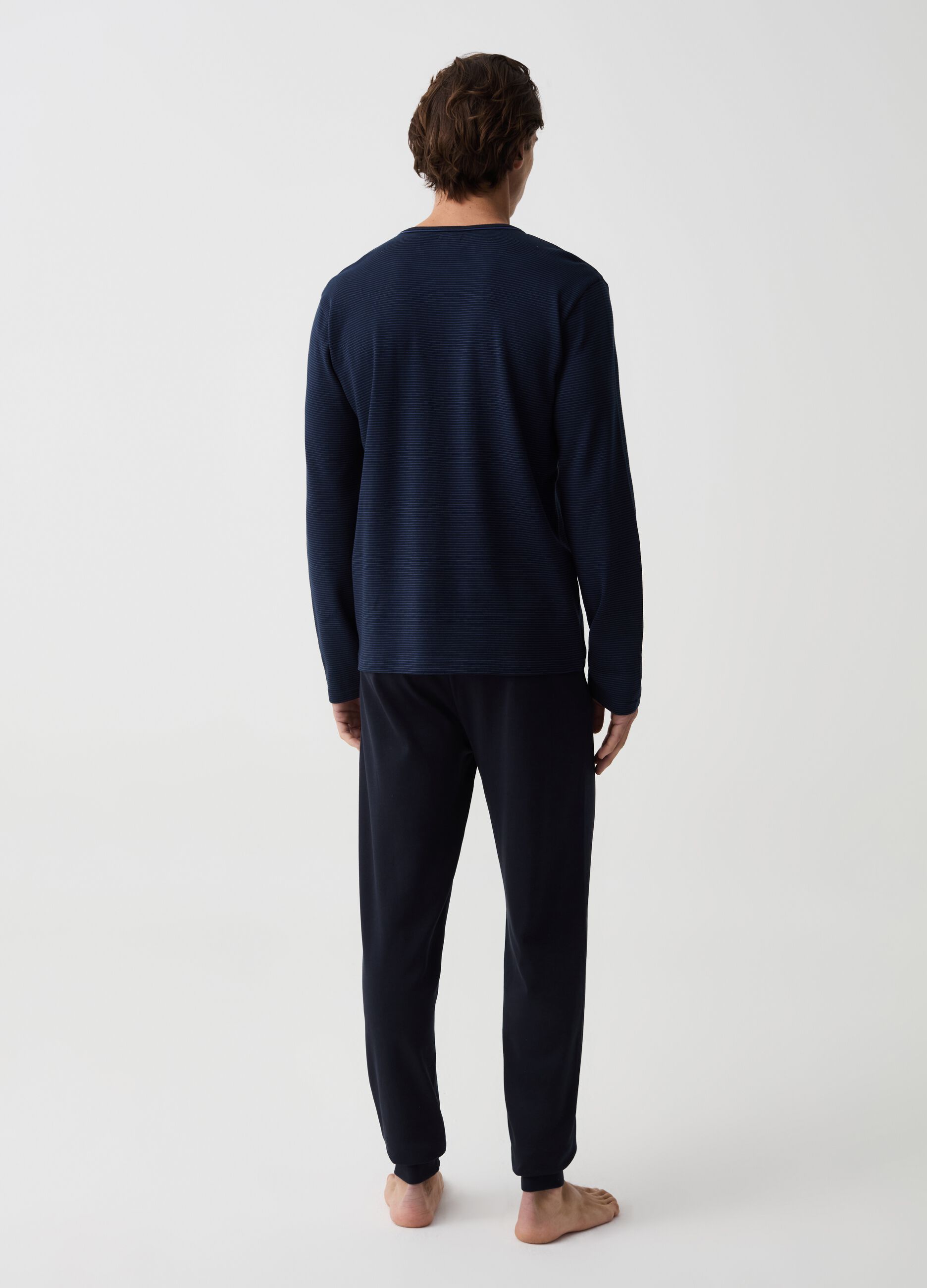 Long pyjamas with thin striped top