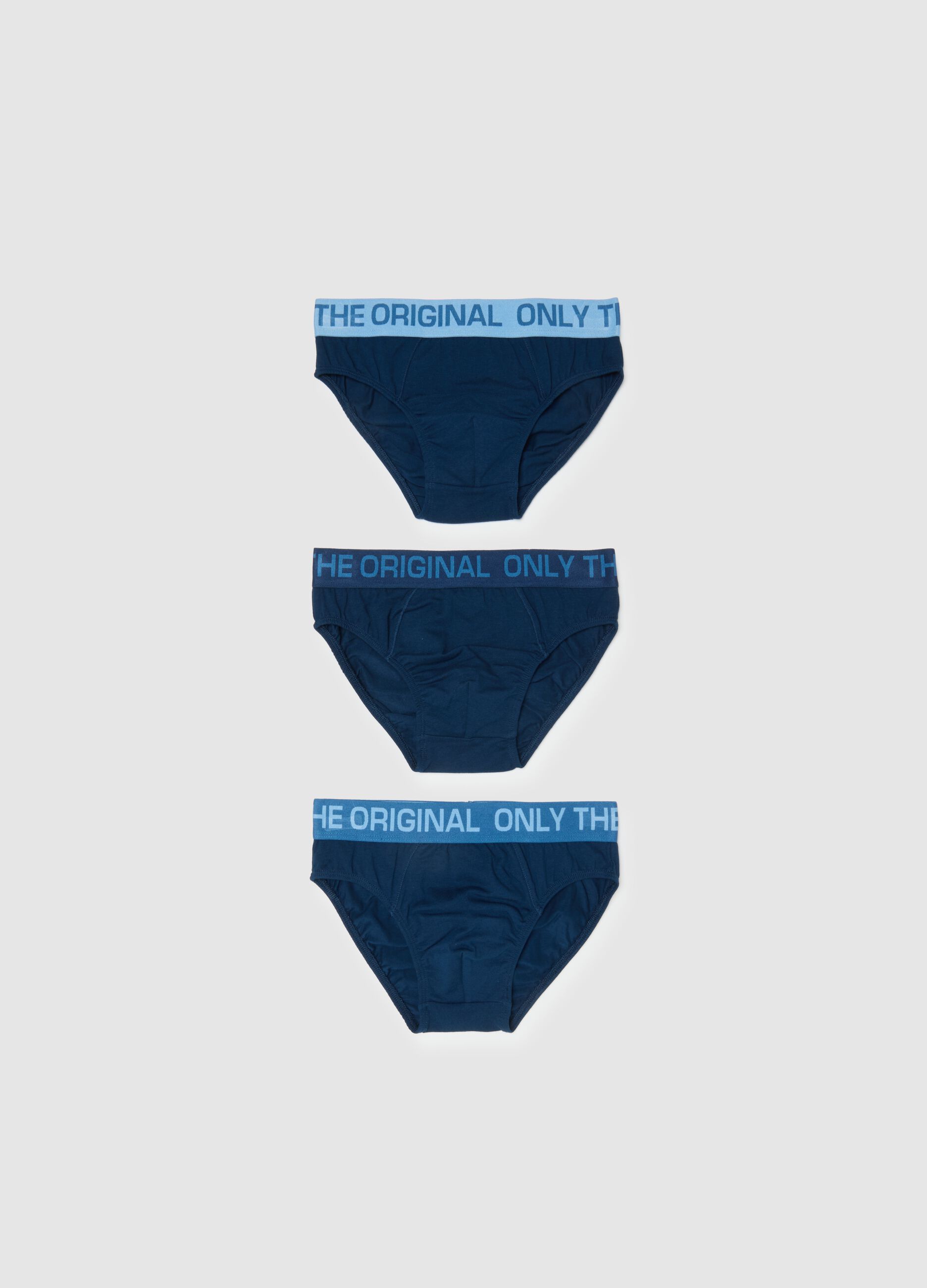 Pack of three blue stretchy briefs for boys