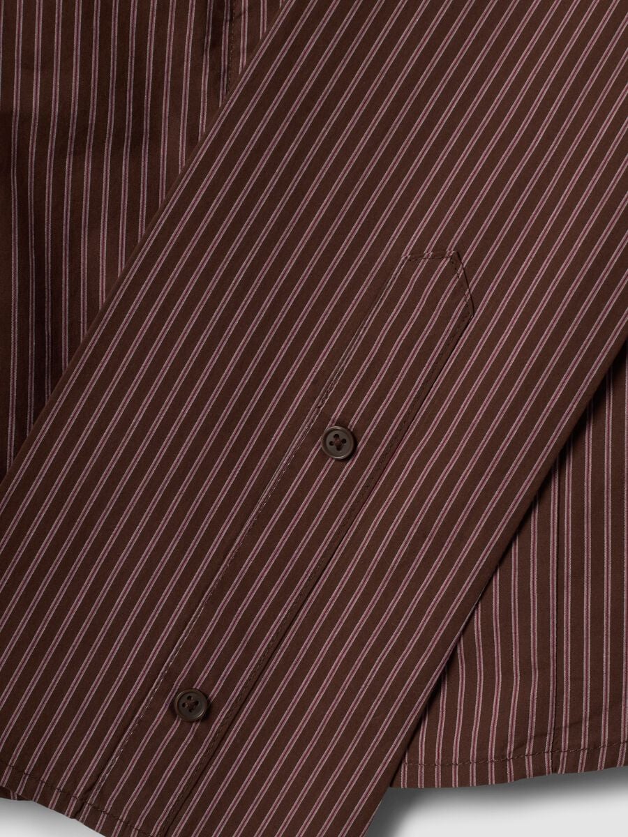Brown striped slim-fit pure cotton poplin shirt_1