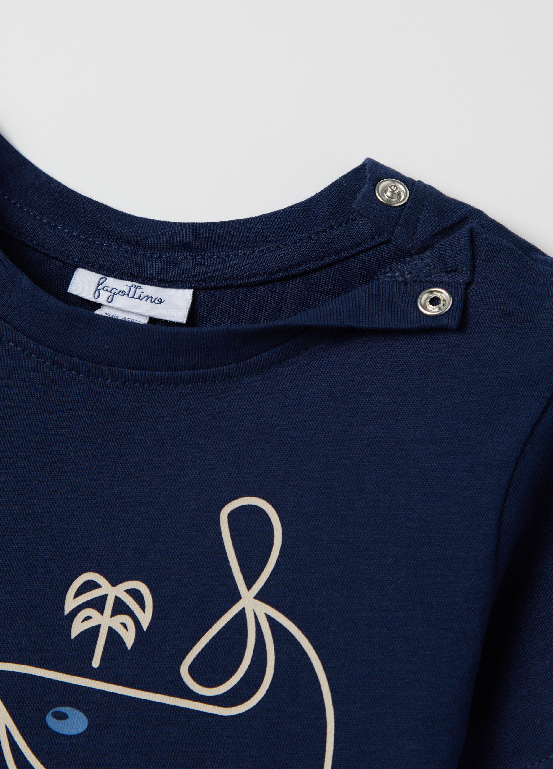 Blue cotton T-shirt with print