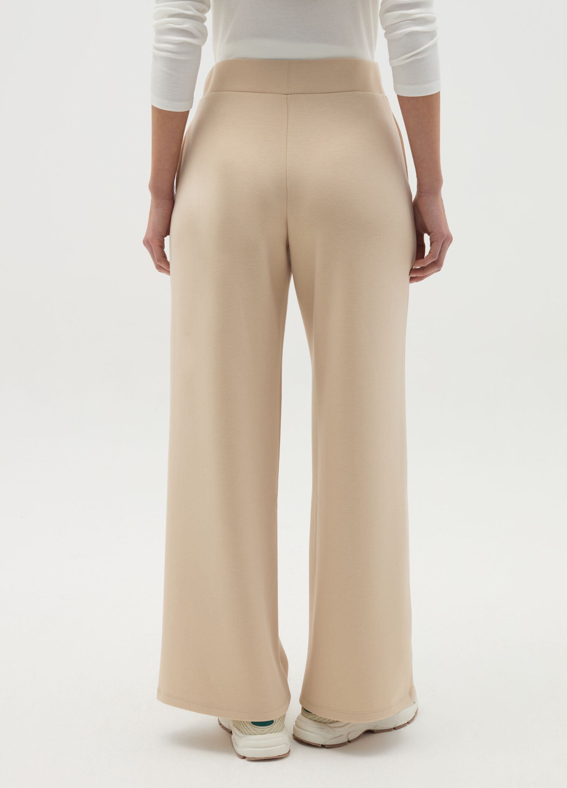 Solid colour wide-leg trousers