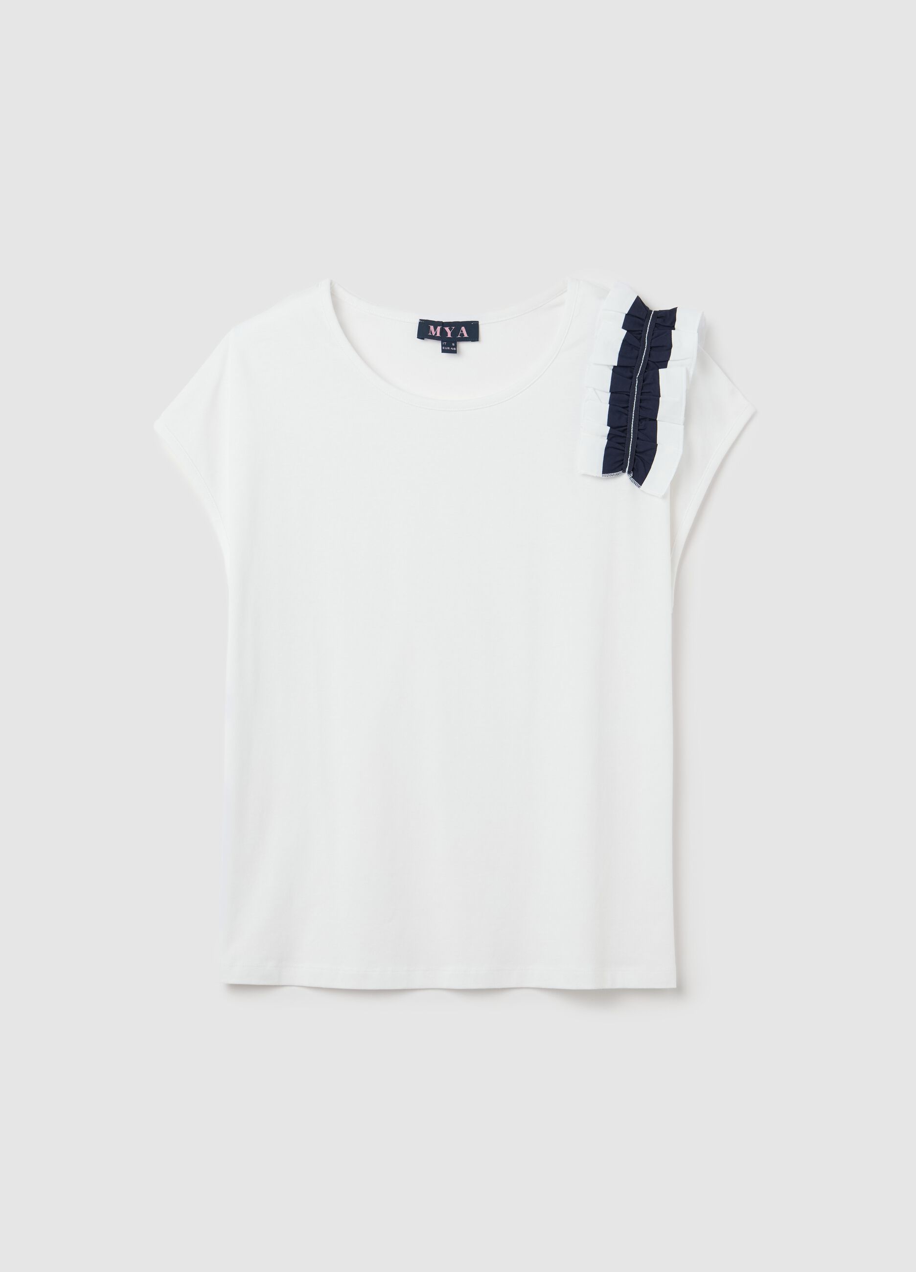 T-shirt da donna in cotone elasticizzato bianca regular fit 