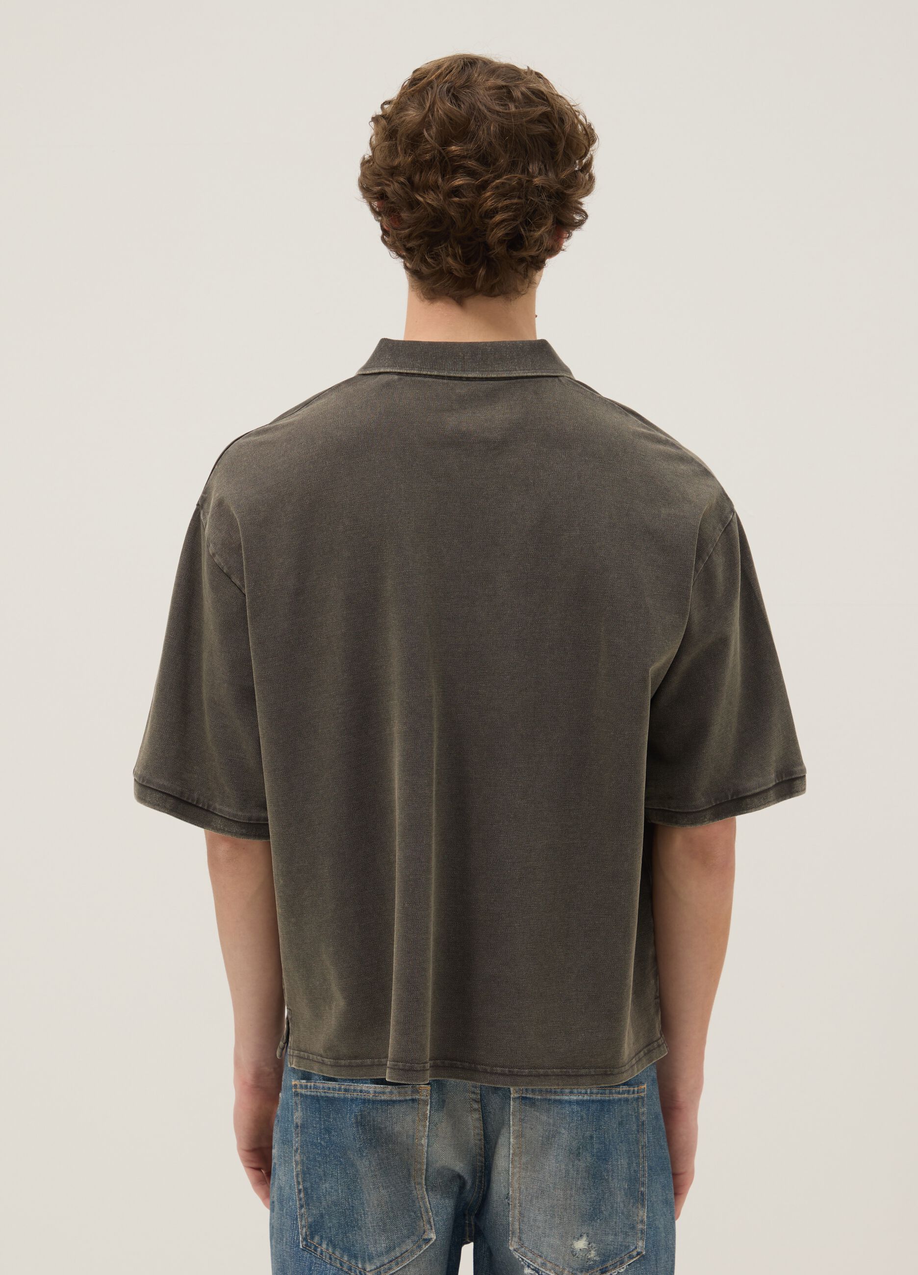 Men's Short Sleeve Green Polo Shirt Regular Fit in Pure Cotton