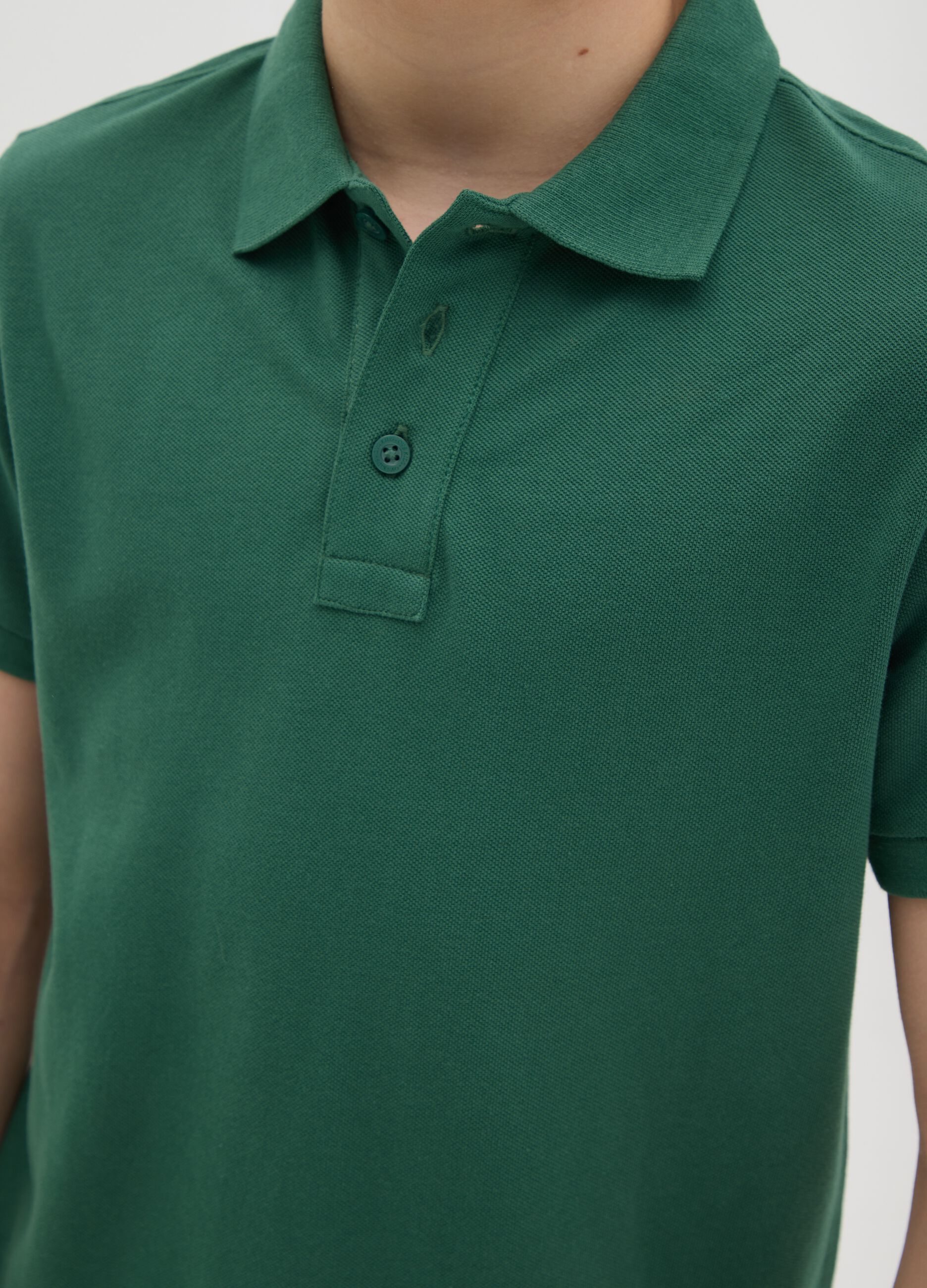 Green short sleeve polo shirt in organic cotton