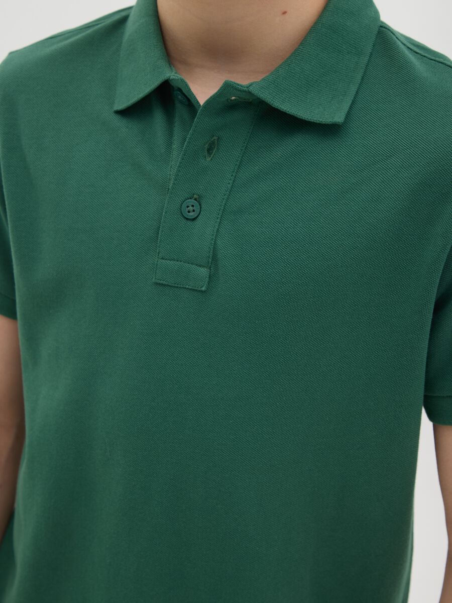 Green short sleeve polo shirt in organic cotton_1