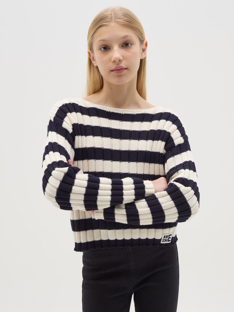 Pullover in cotone a righe _0