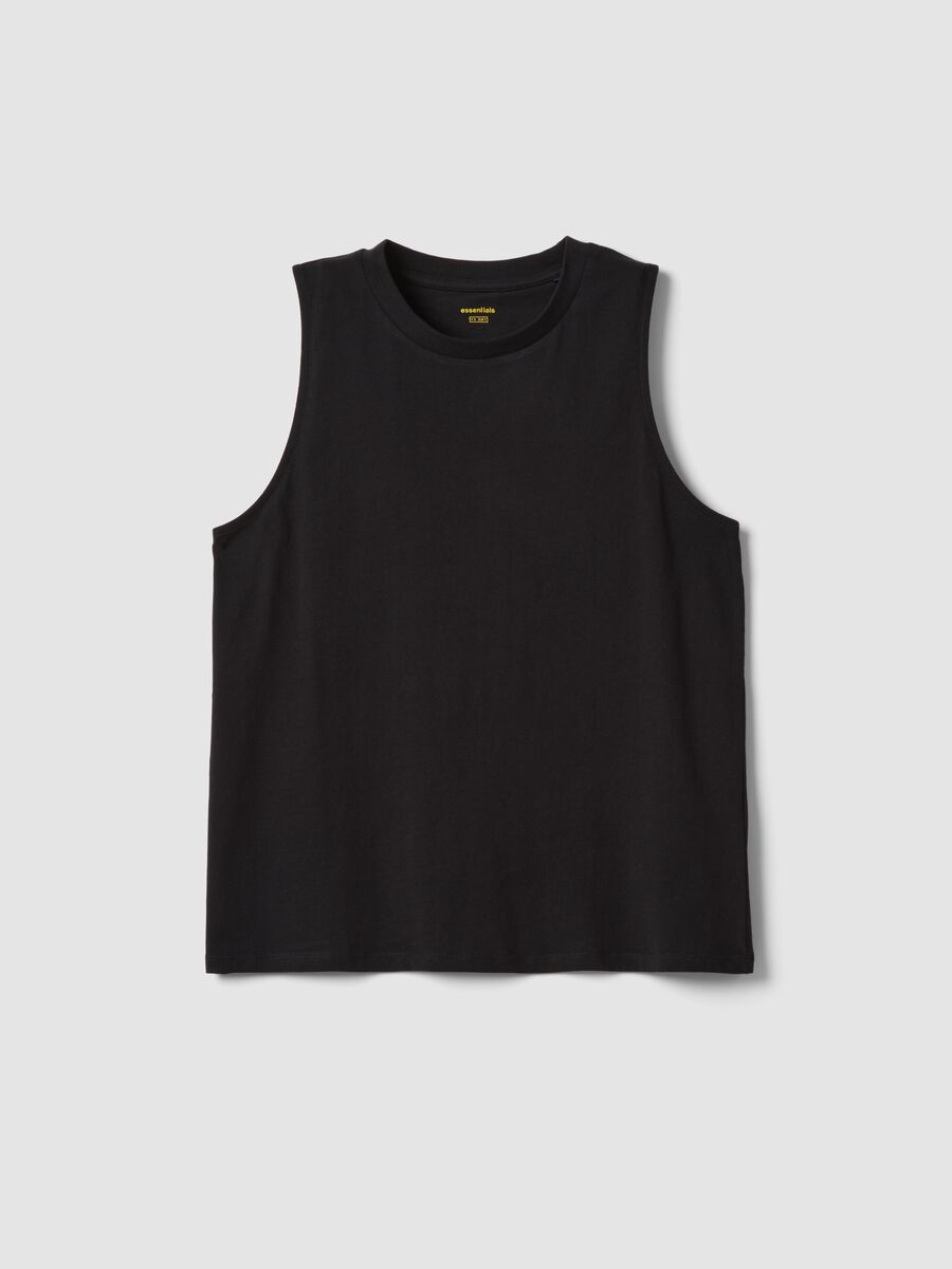 Tank top nero in puro cotone_4